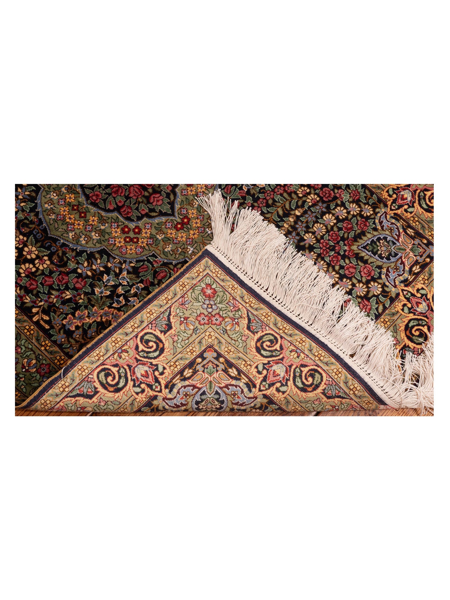 Pure Silk 122381 Black Green 2.1x3.1 Hand Knotted Rug