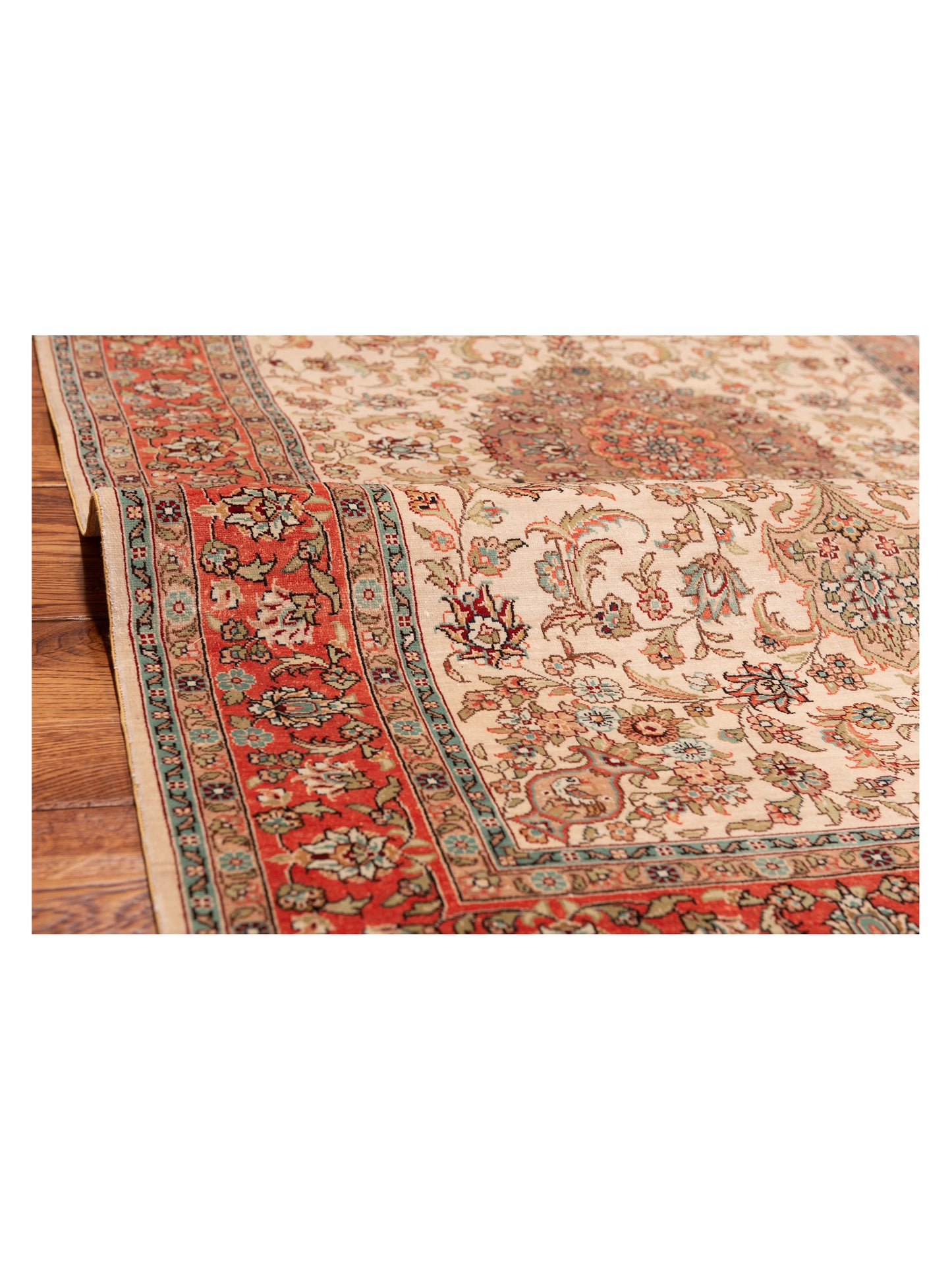 Pure Silk 122451 Ivory Pink 3.1x5 Hand Knotted Rug