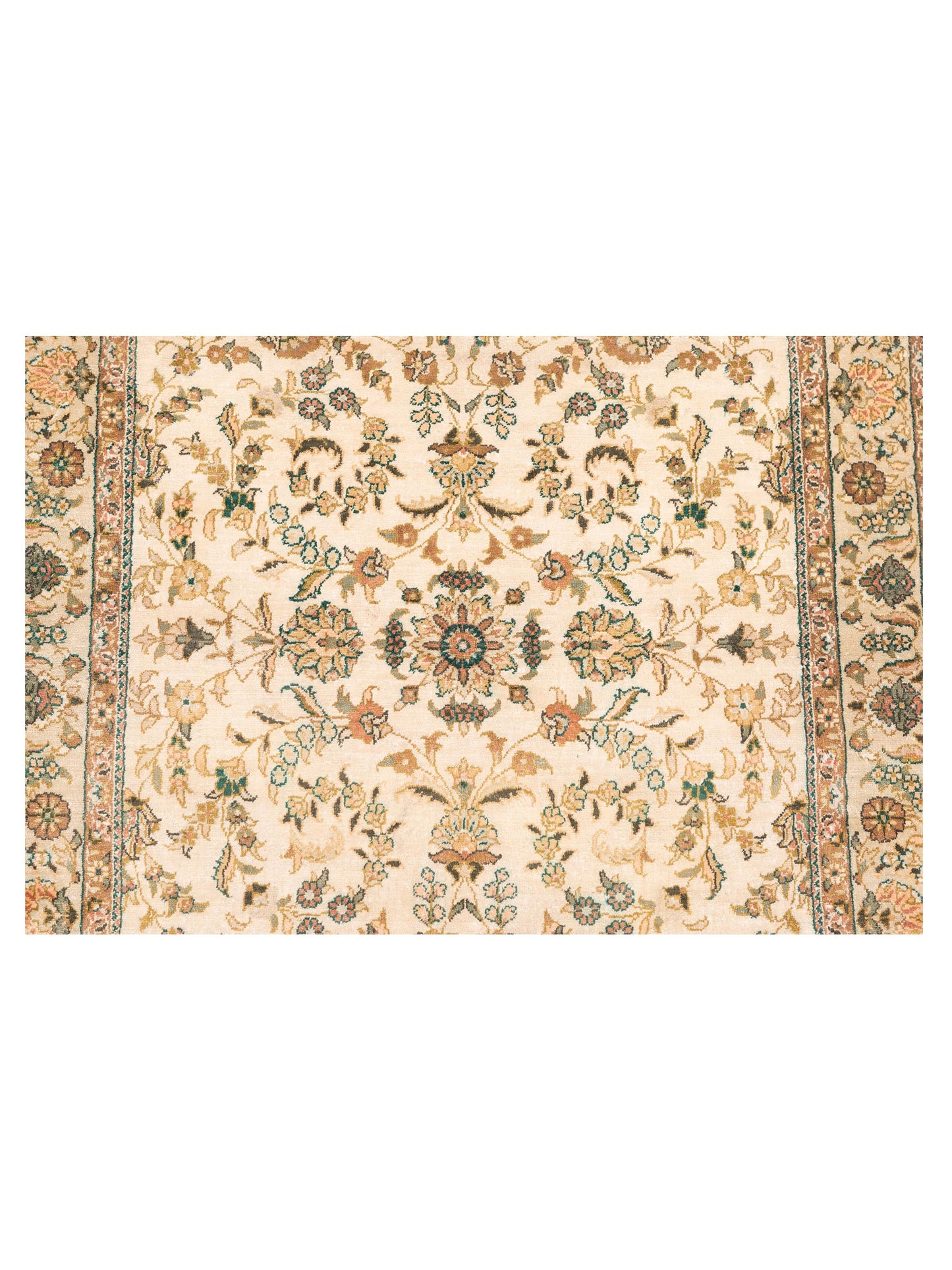 Pure Silk 122455 Ivory Light Green 2.7x6 Hand Knotted Rug