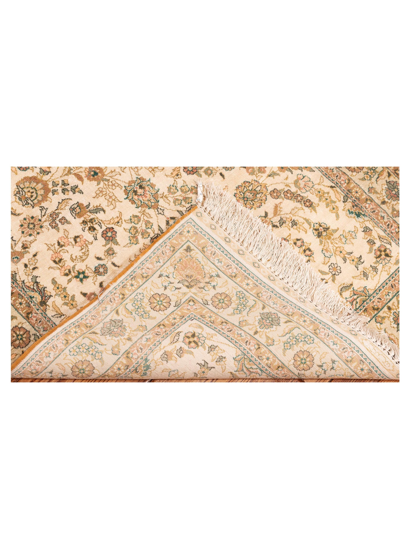 Pure Silk 122455 Ivory Light Green 2.7x6 Hand Knotted Rug