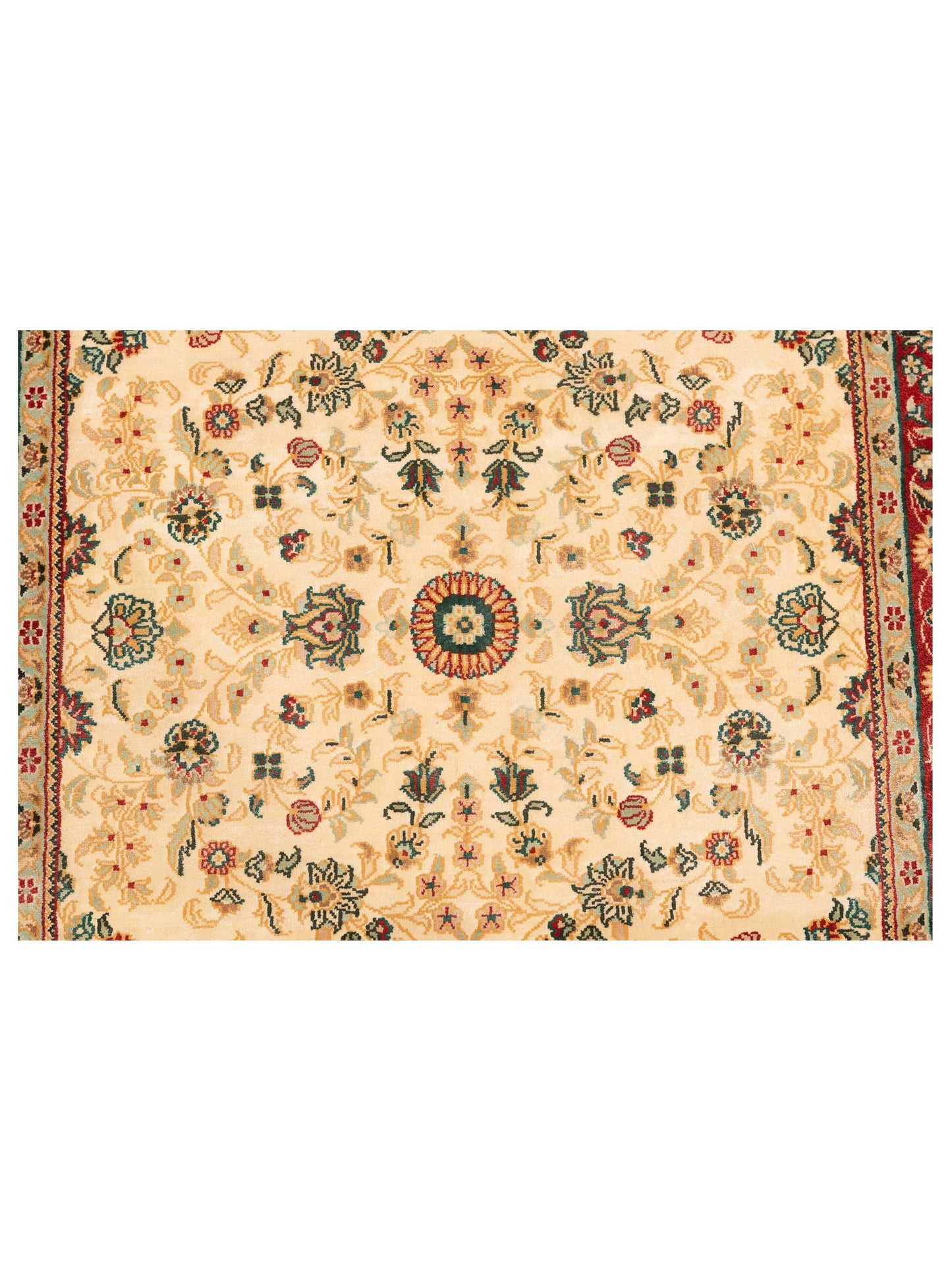 Pure Silk 122467 Ivory Red 2.7x8 Hand Knotted Rug
