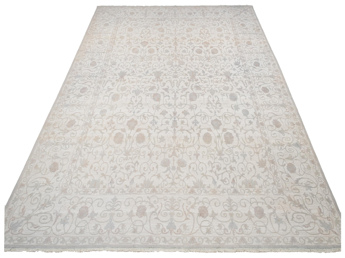 Vintage 122672 Silver 9.11x13.7 Hand Knotted Rug