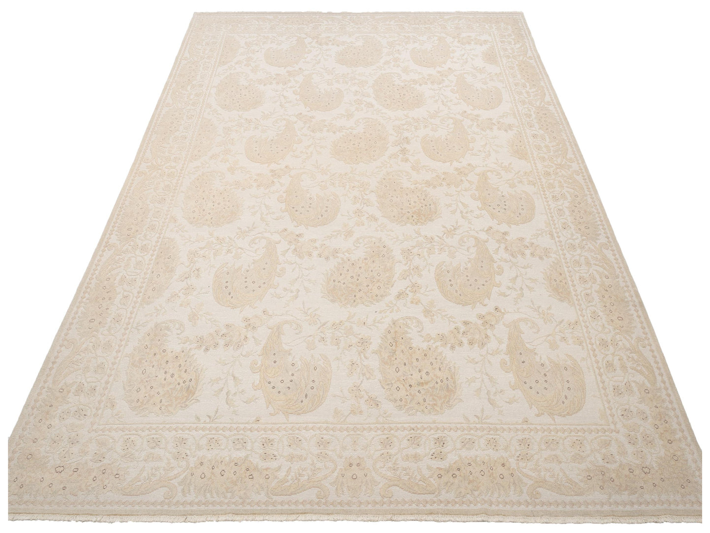 Vintage 122674 Ivory 9x12.6 Hand Knotted Rug