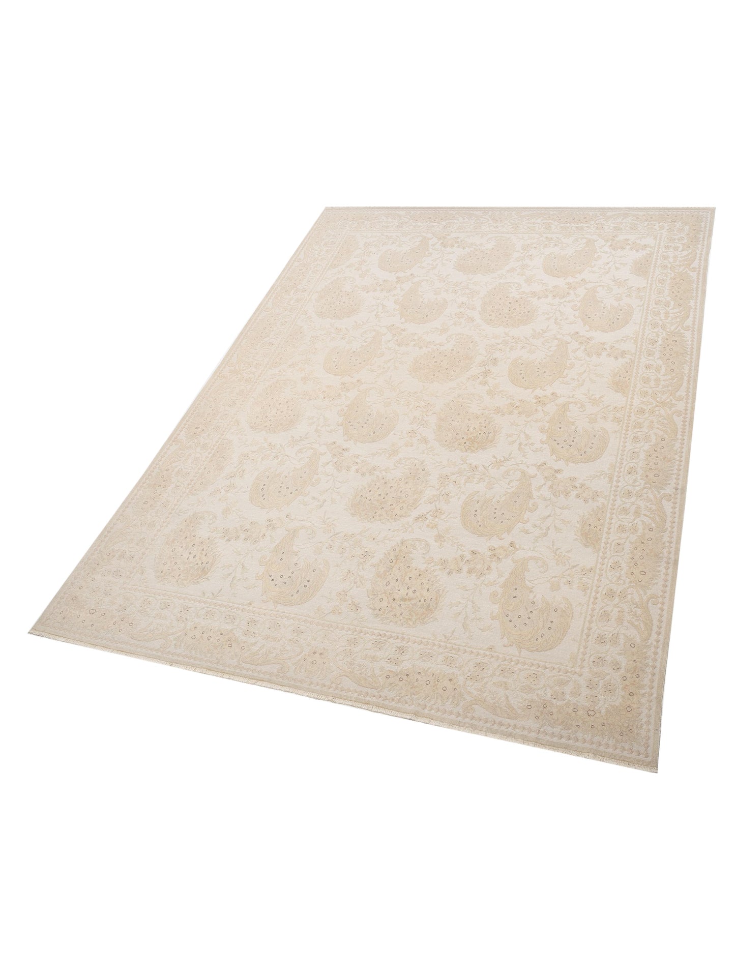 Vintage 122674 Ivory 9x12.6 Hand Knotted Rug