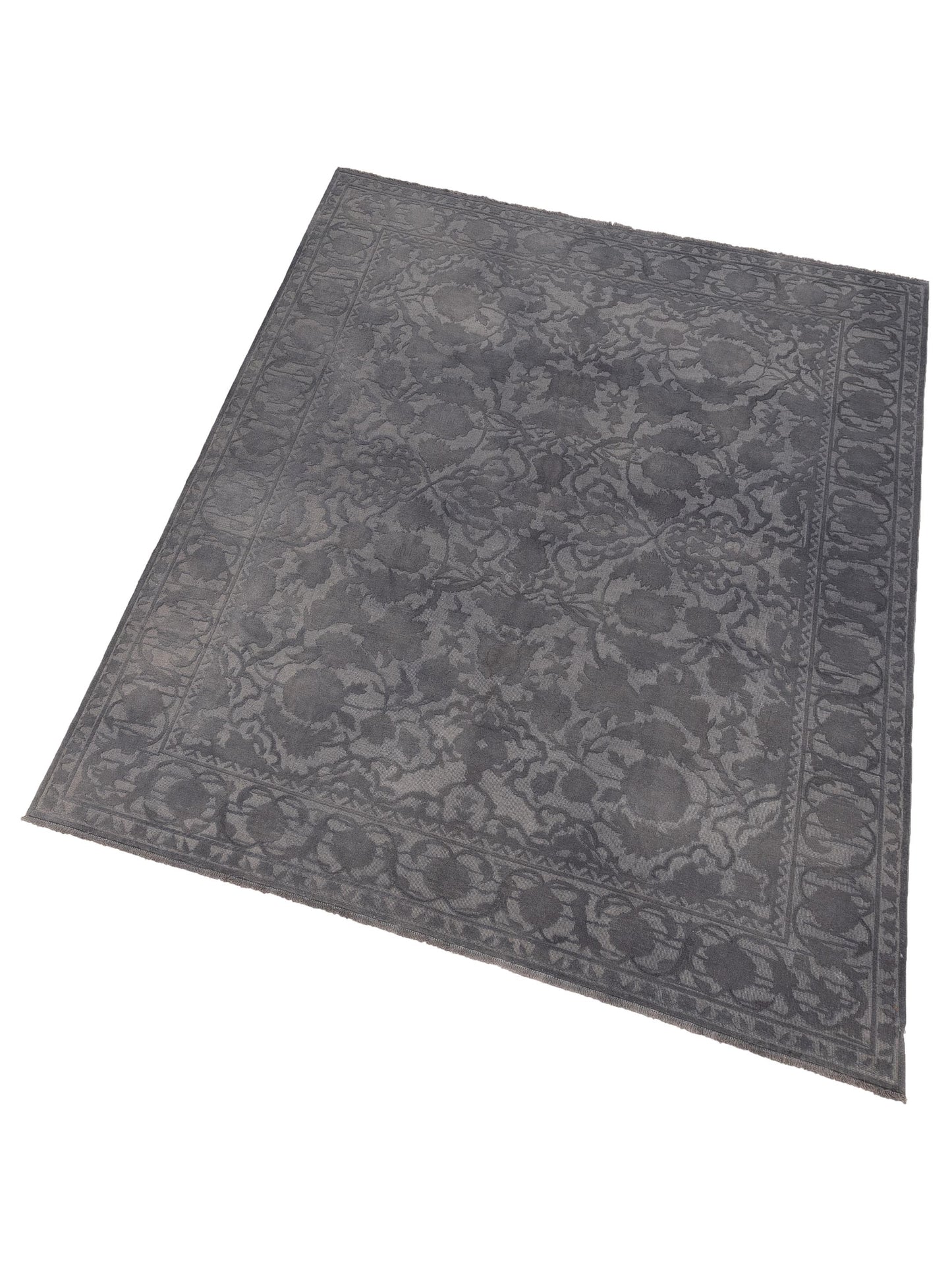Vintage 122677 Dark Gray 8.10x9.9 Hand Knotted Rug