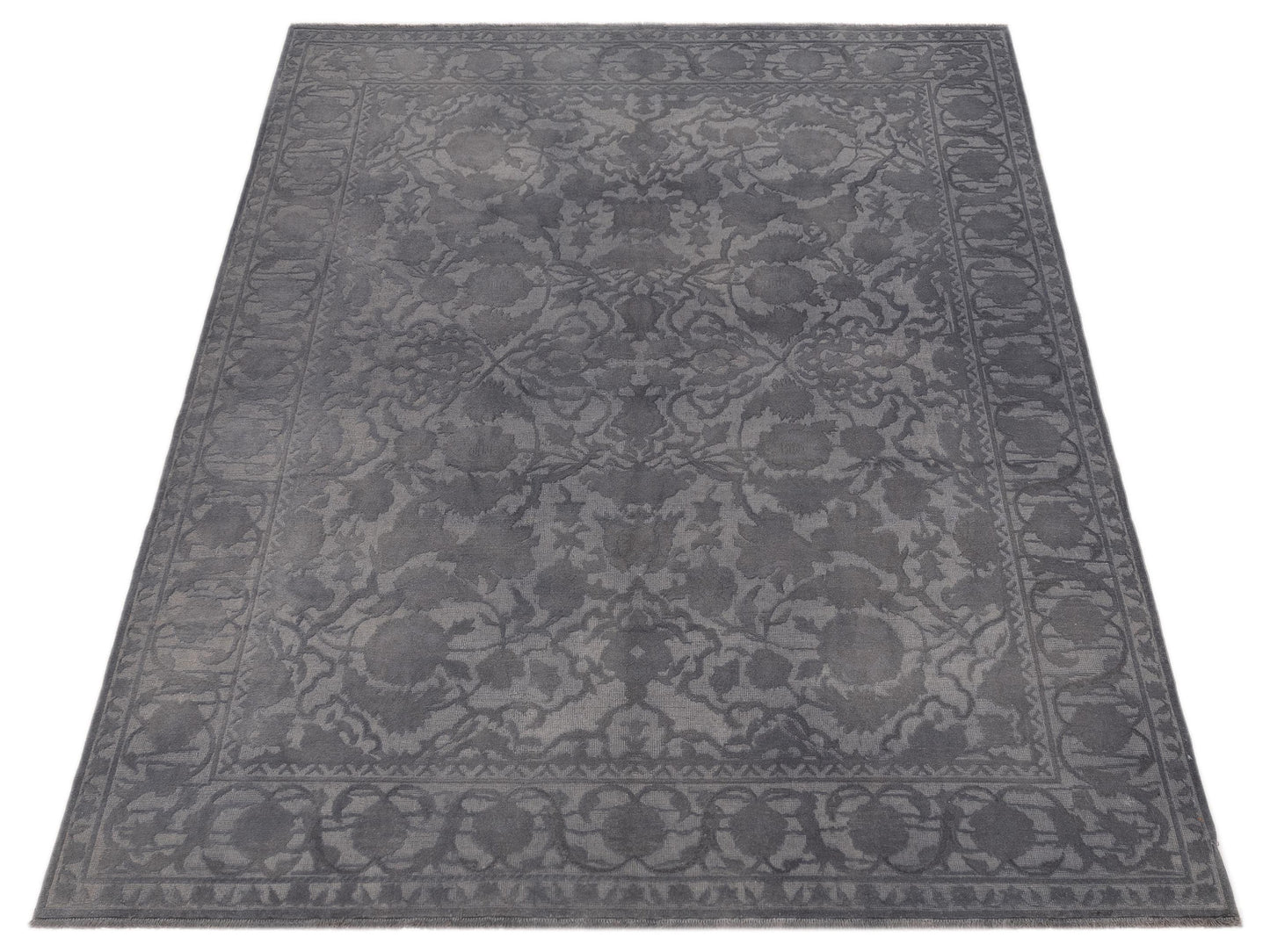 Vintage 122677 Dark Gray 8.10x9.9 Hand Knotted Rug