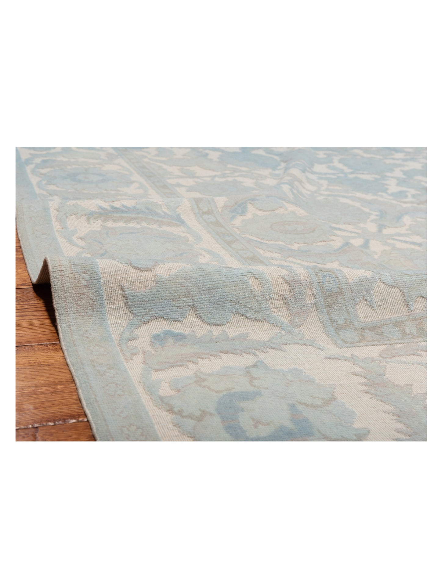 Vintage 122682 Silver Blue 10.3x13 Hand Knotted Rug