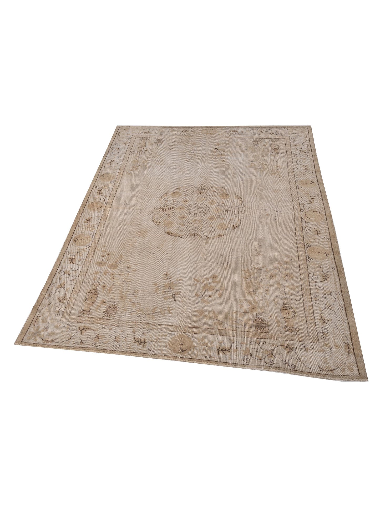 Vintage 122692 Beige 8.8x12.1 Hand Knotted Rug