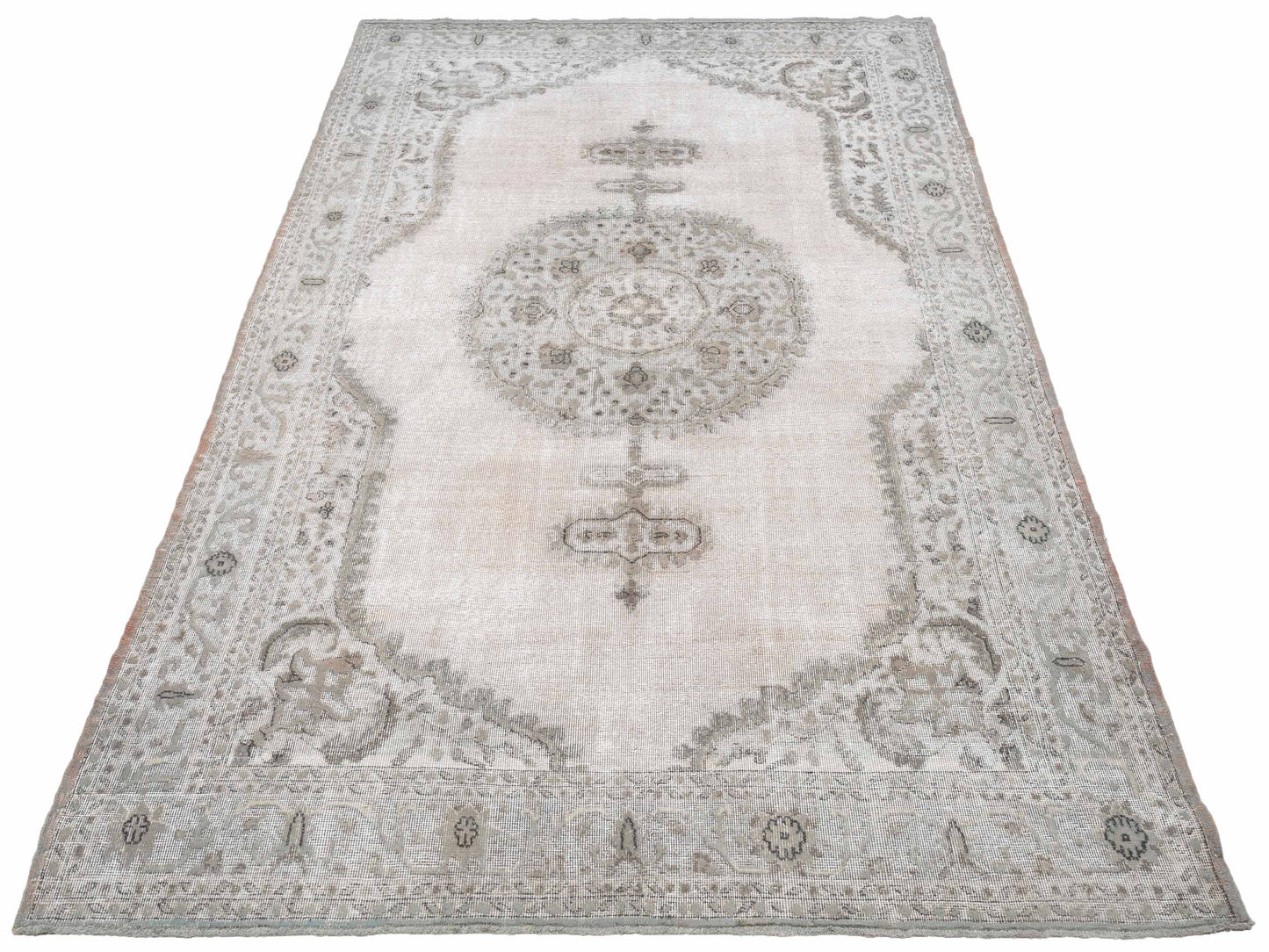 Vintage 122700 Light Gray 7.3x11.1 Hand Knotted Rug