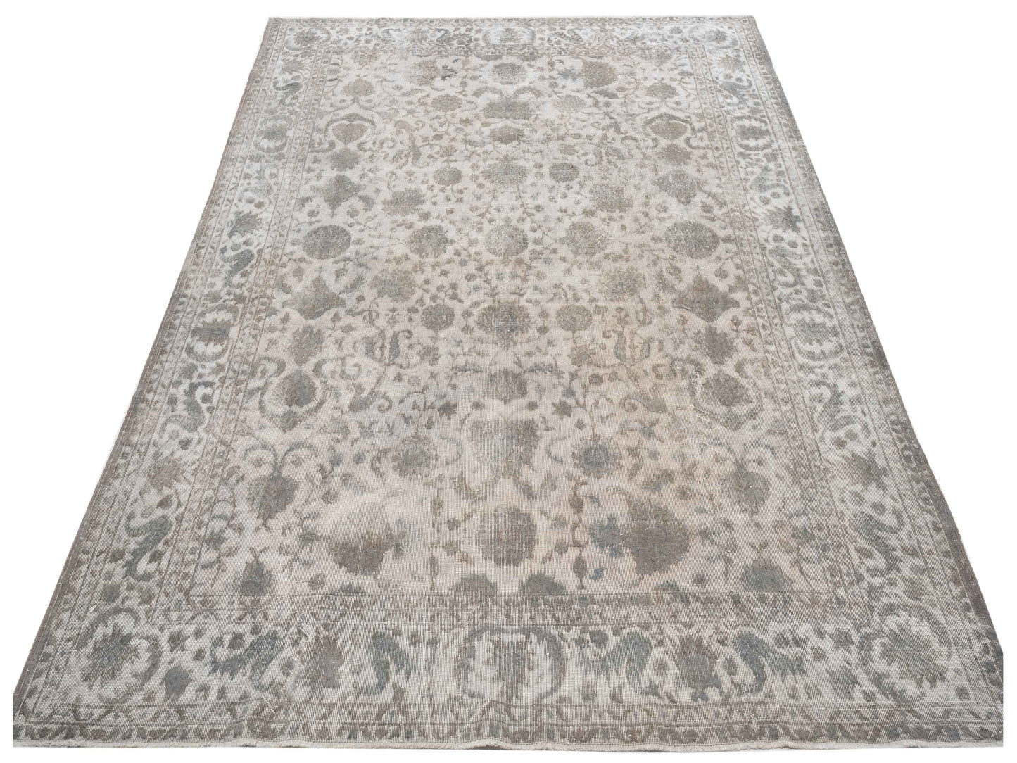Vintage 122705 Light Gray 8.9x11.7 Hand Knotted Rug