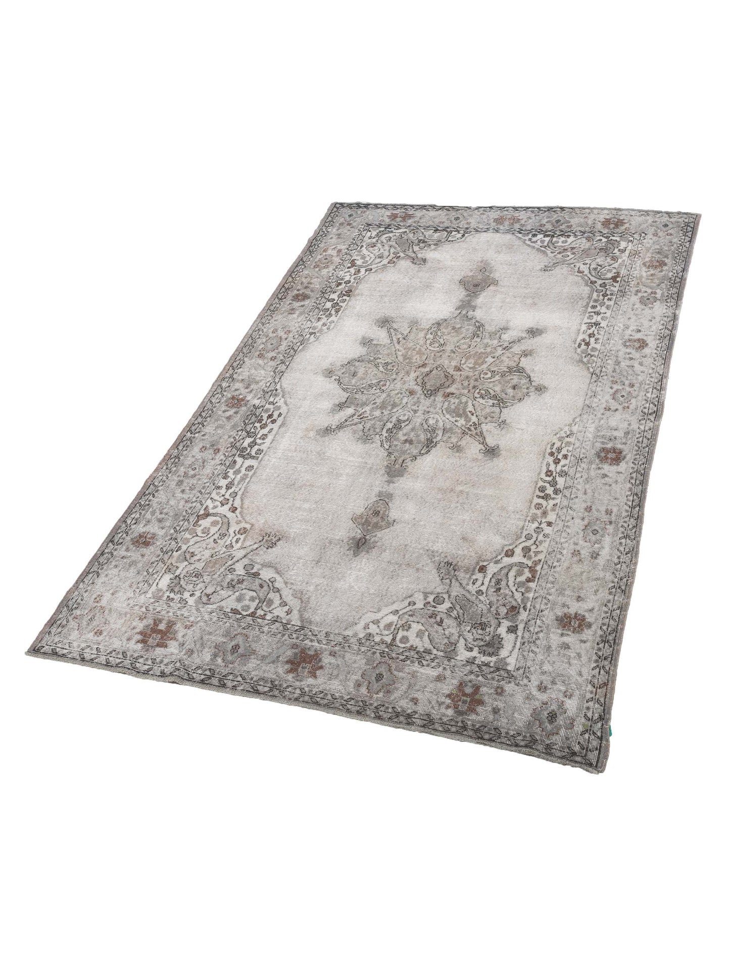 Vintage 122729 Light Gray 7.3x11.8 Hand Knotted Rug