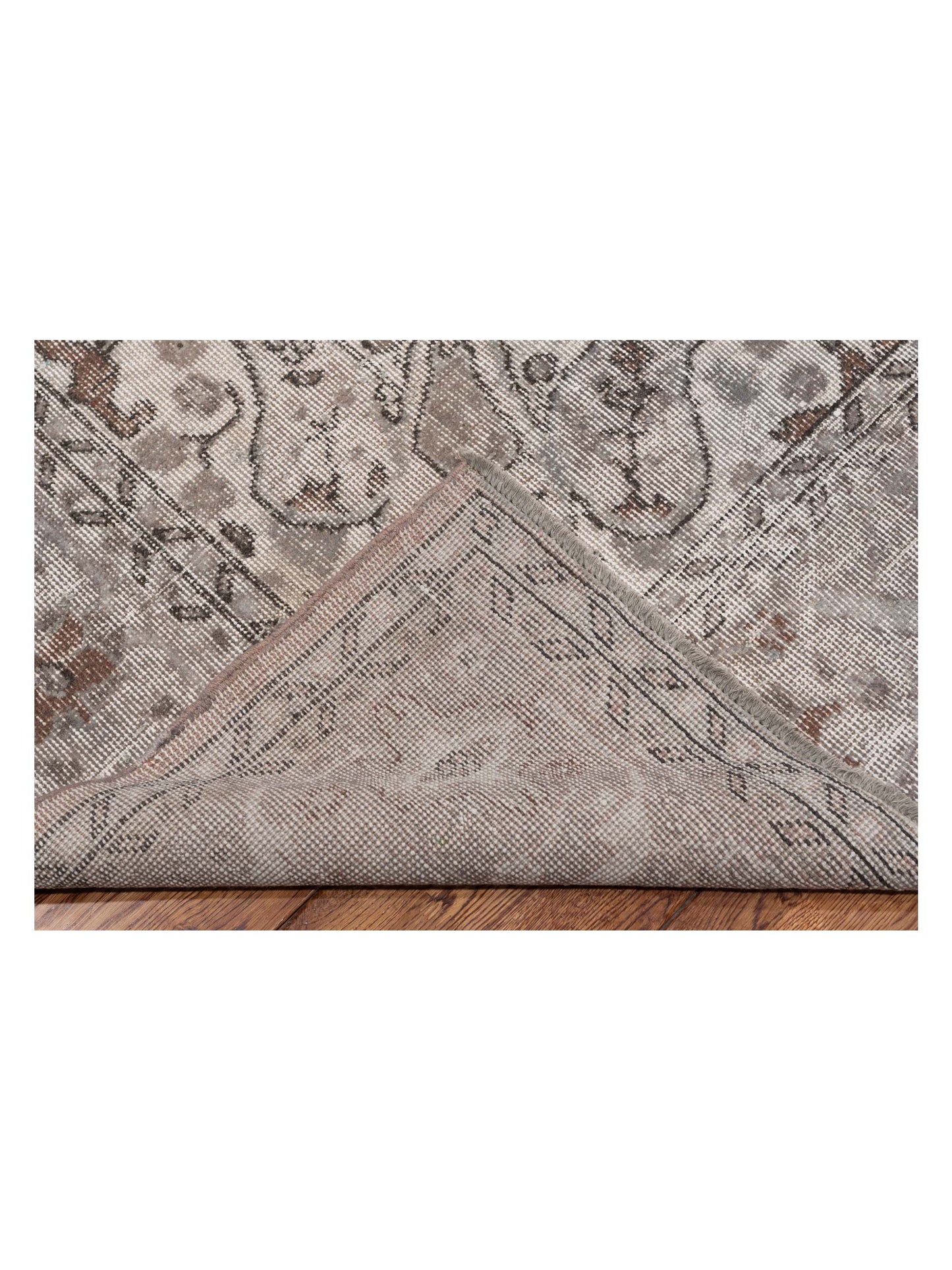 Vintage 122729 Light Gray 7.3x11.8 Hand Knotted Rug