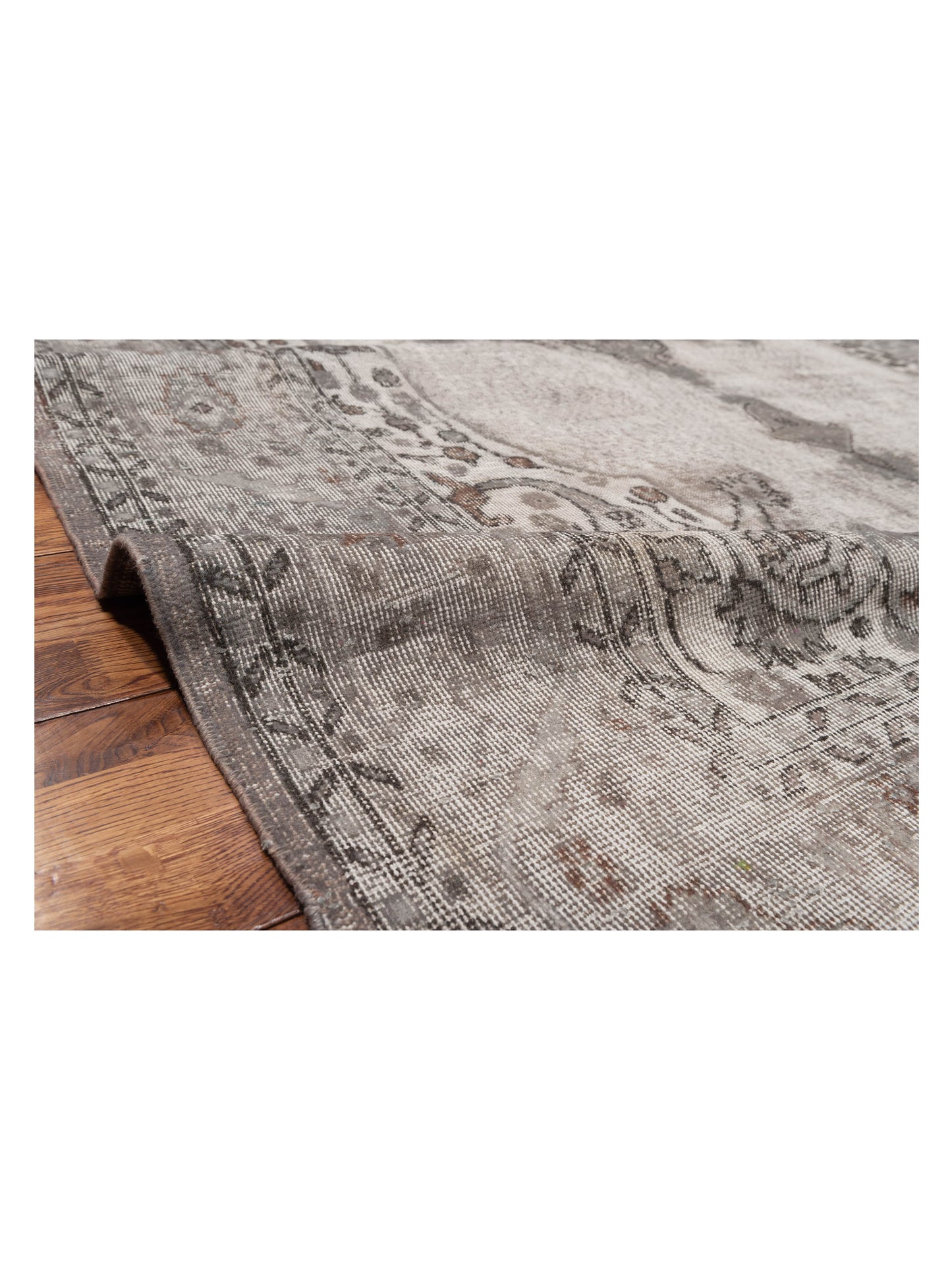 Vintage 122729 Light Gray 7.3x11.8 Hand Knotted Rug