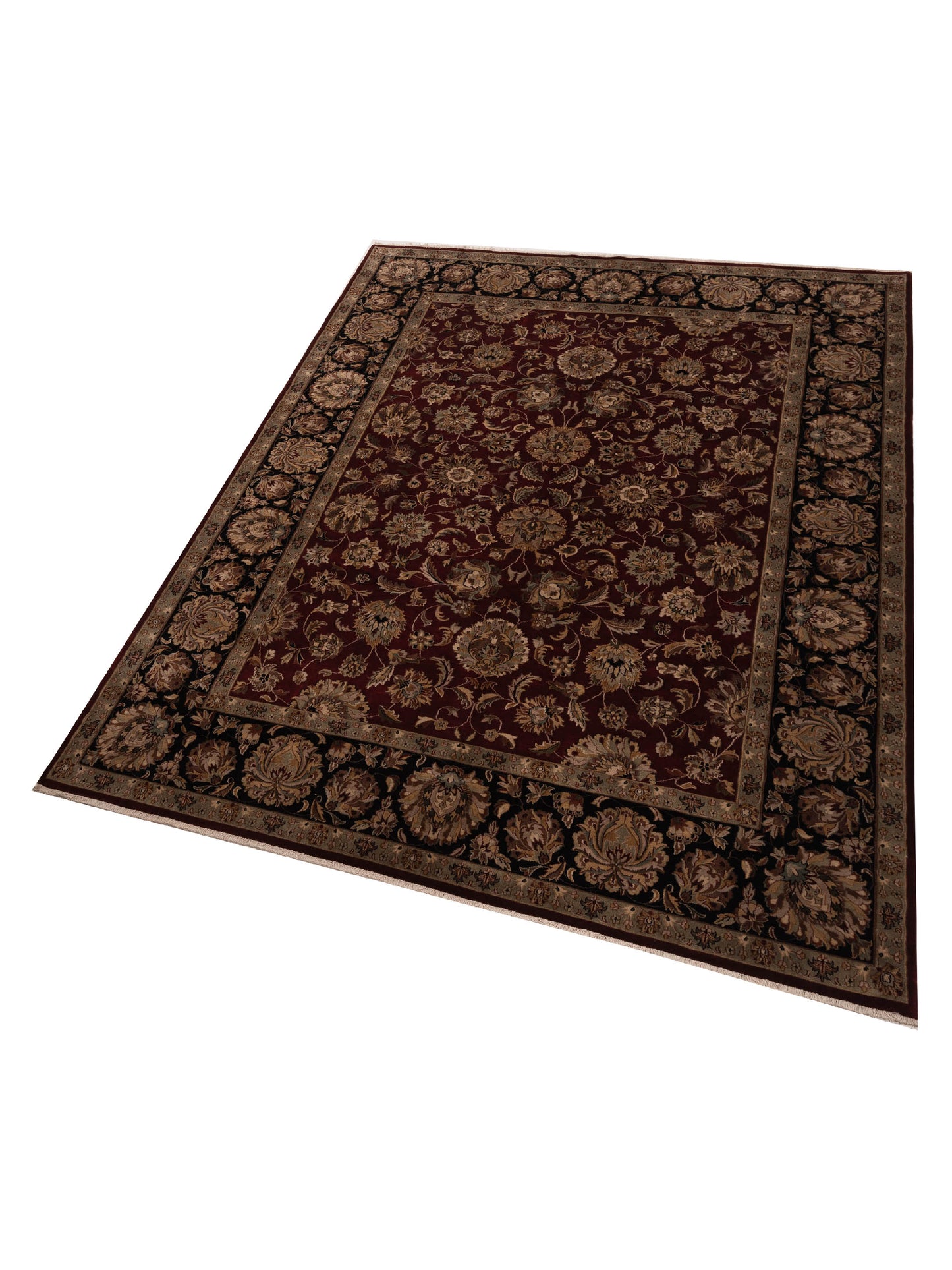 Crown 123076 Burgundy Black 9x11.11 Hand Knotted Rug