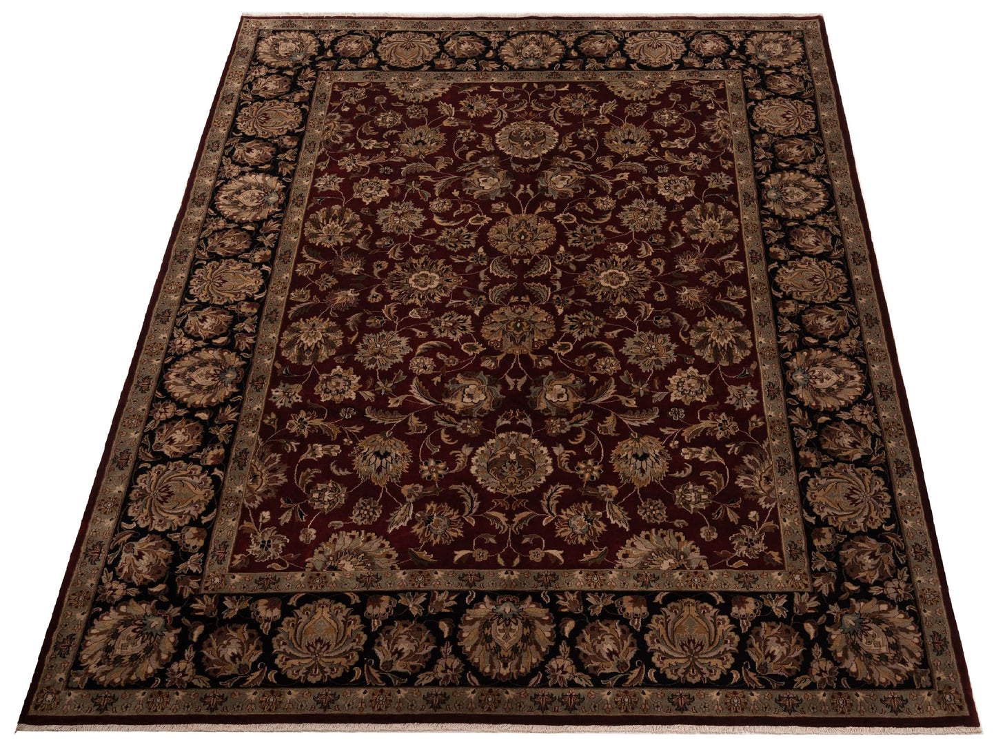 Crown 123076 Burgundy Black 9x11.11 Hand Knotted Rug