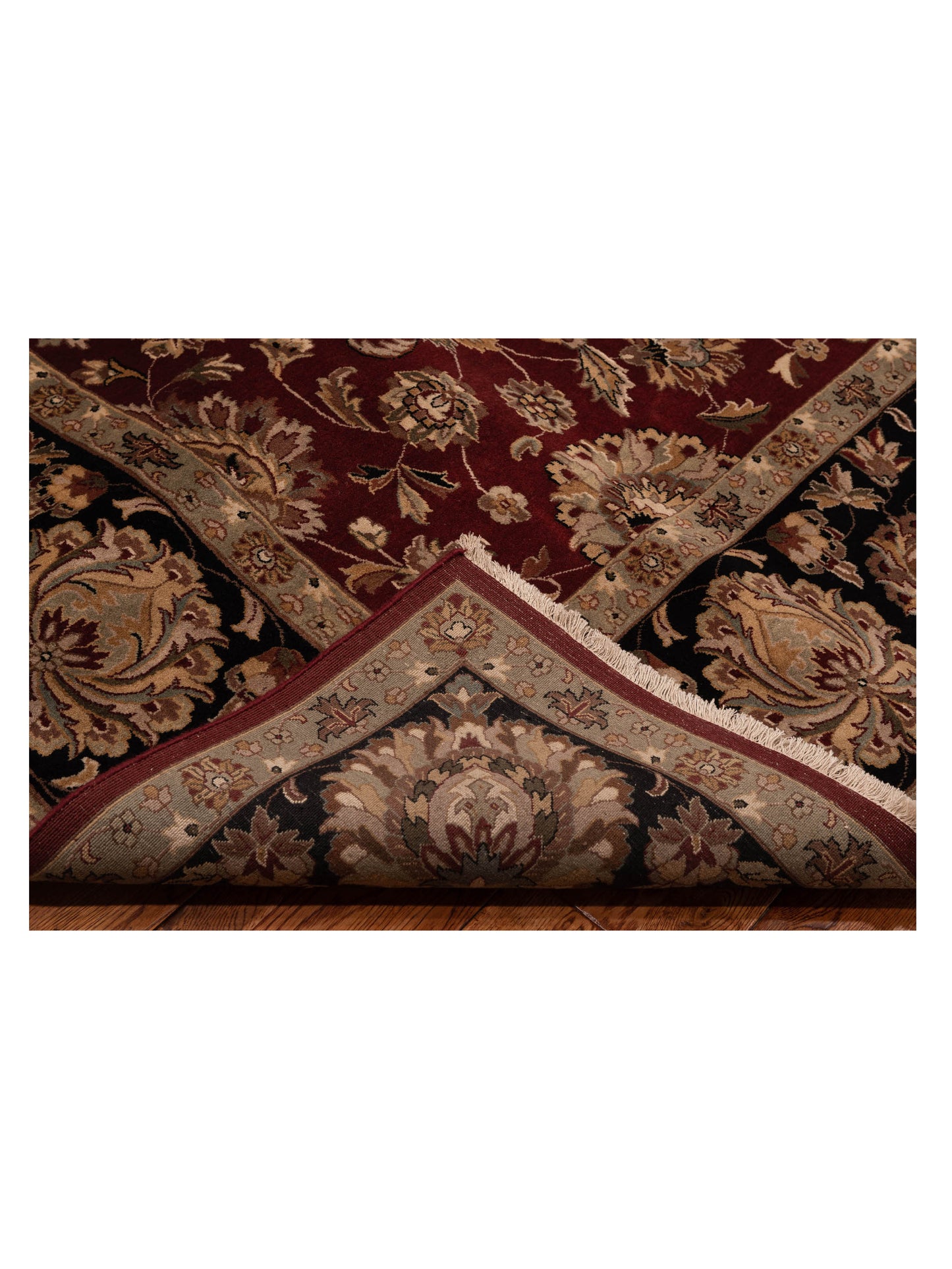 Crown 123076 Burgundy Black 9x11.11 Hand Knotted Rug