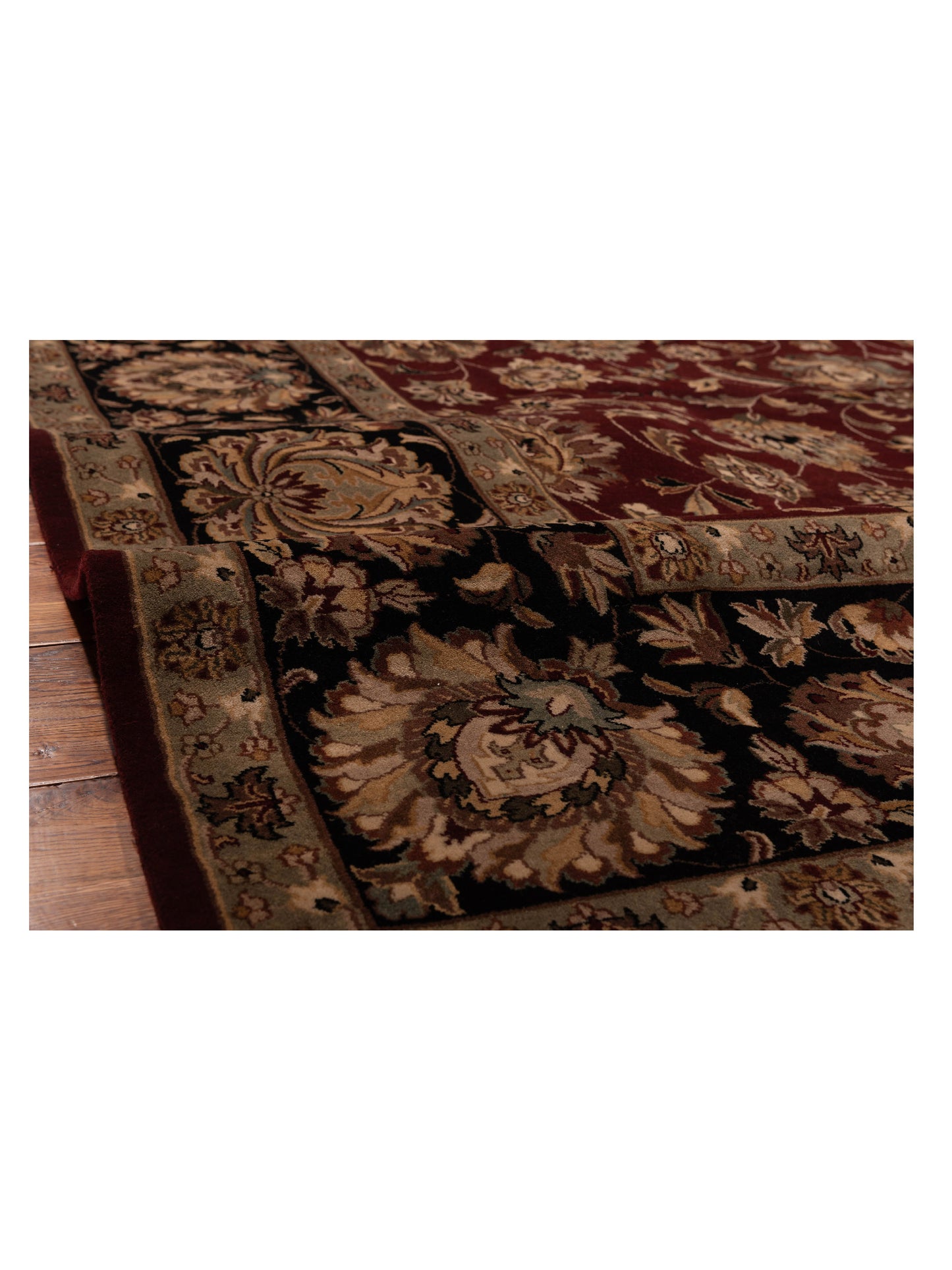 Crown 123076 Burgundy Black 9x11.11 Hand Knotted Rug