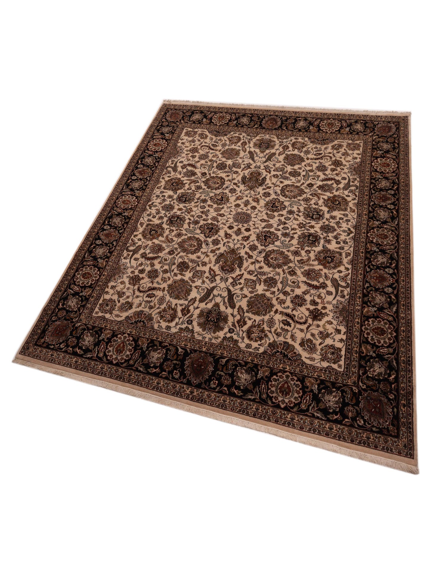 Crown 123081 Ivory Black 9x12 Hand Knotted Rug