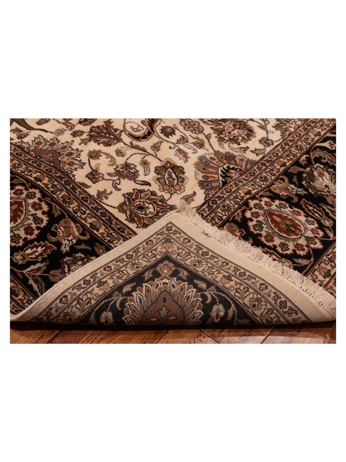 Crown 123081 Ivory Black 9x12 Hand Knotted Rug