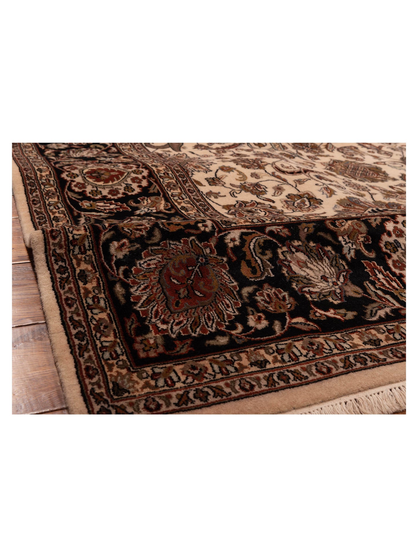 Crown 123081 Ivory Black 9x12 Hand Knotted Rug