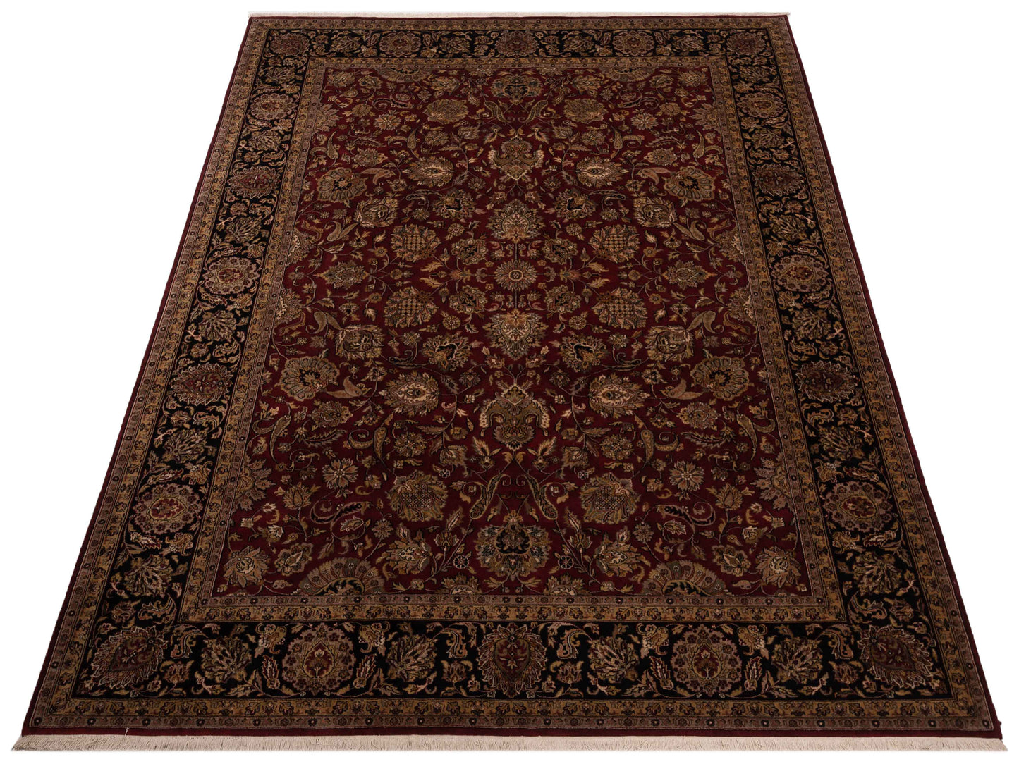 Crown 123083 Burgundy Black 9x12 Hand Knotted Rug