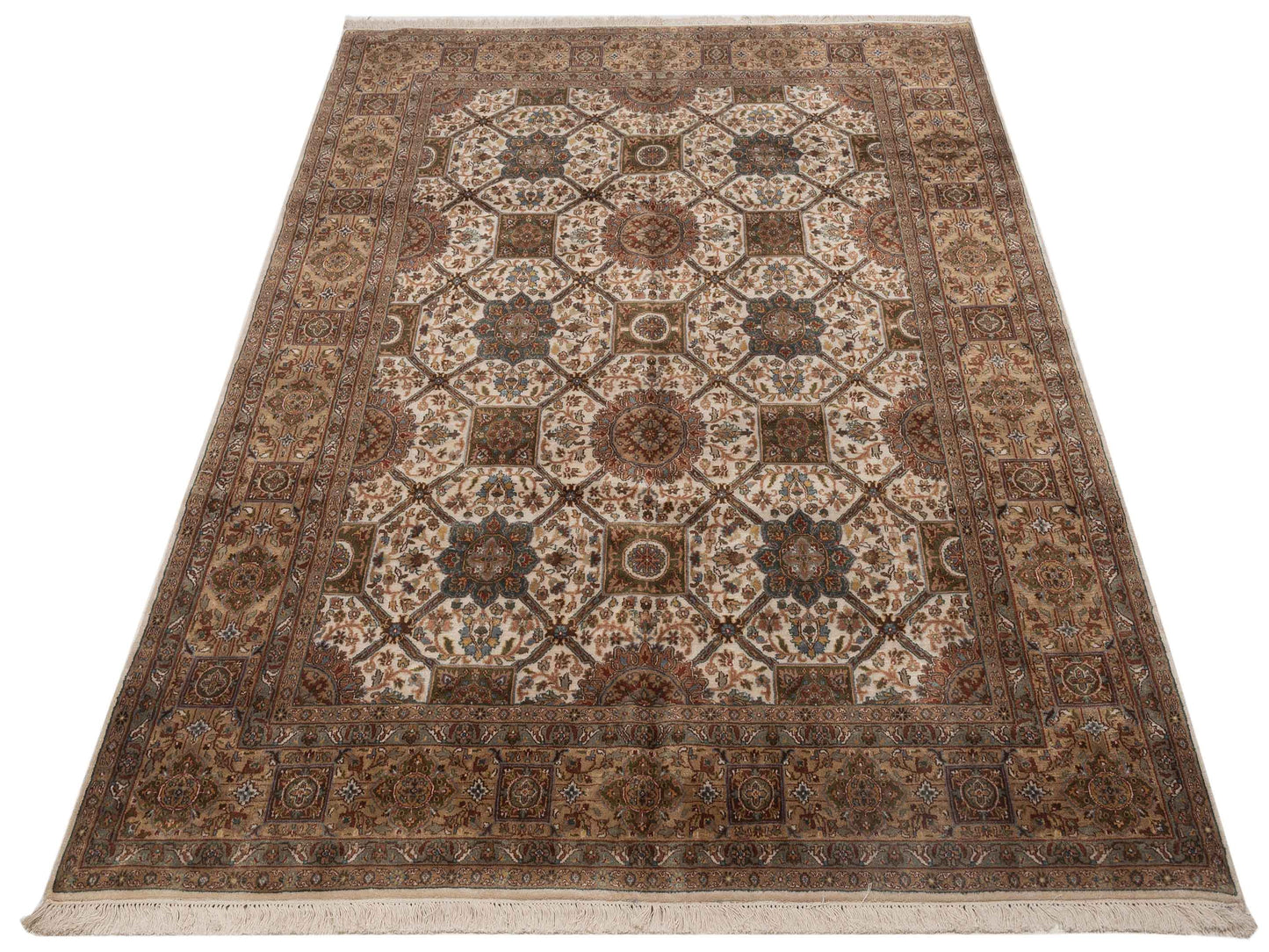 Crown 123092 Ivory Gold 7.7x9.7 Hand Knotted Rug