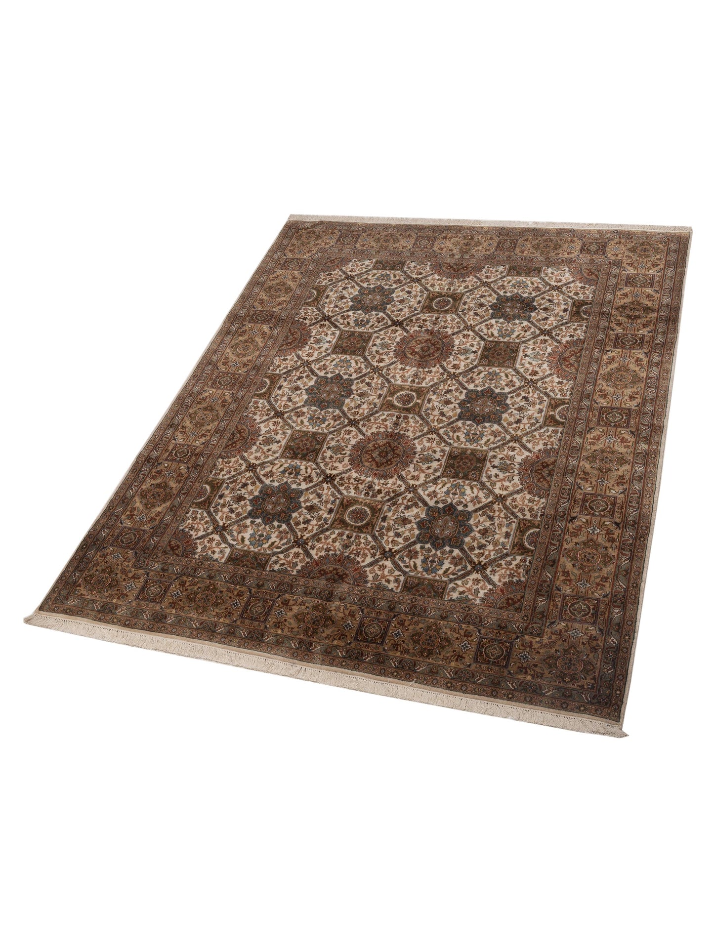 Crown 123092 Ivory Gold 7.7x9.7 Hand Knotted Rug