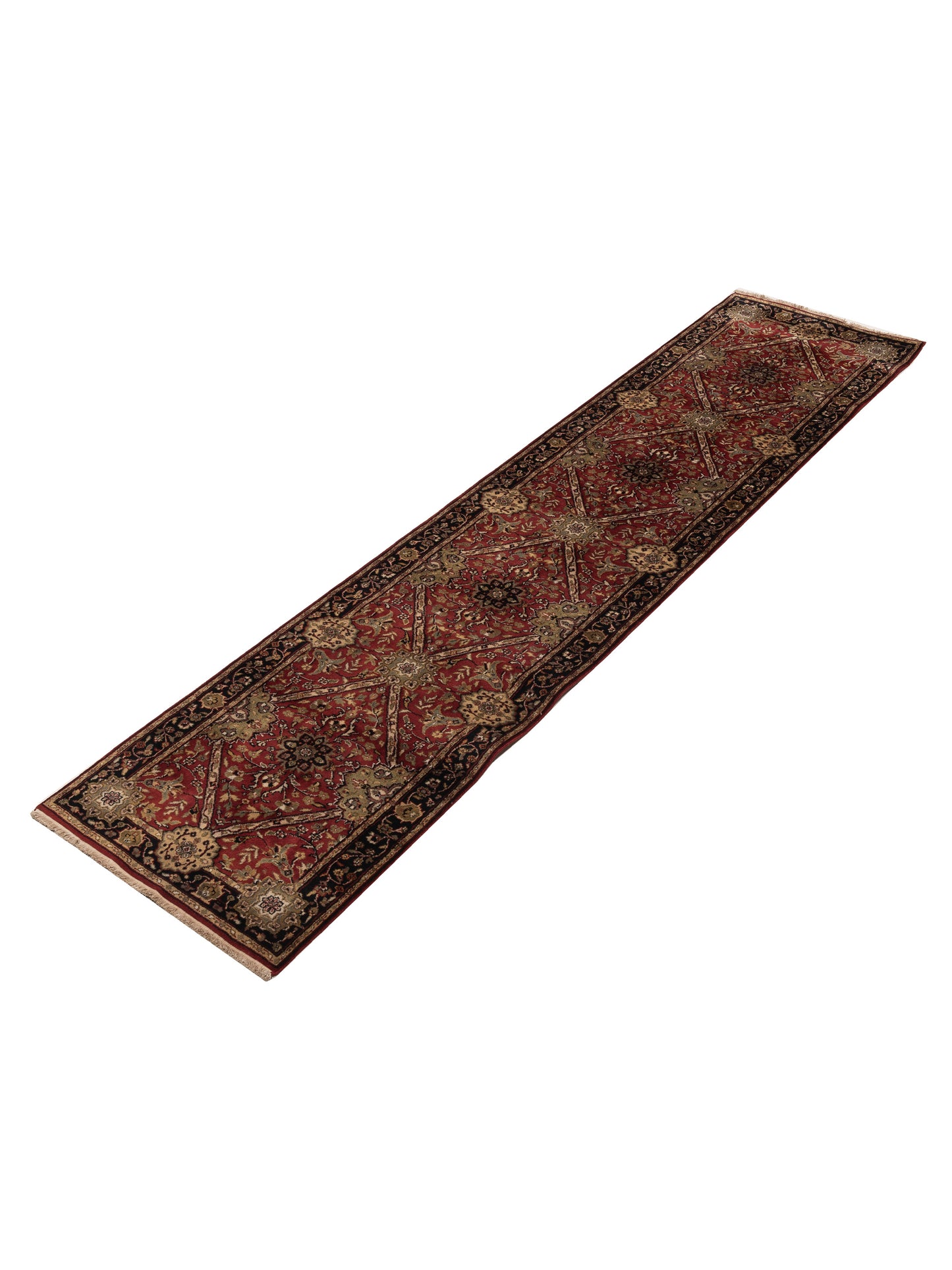 Crown 123097 Red Black 2.9x11.8 Hand Knotted Rug