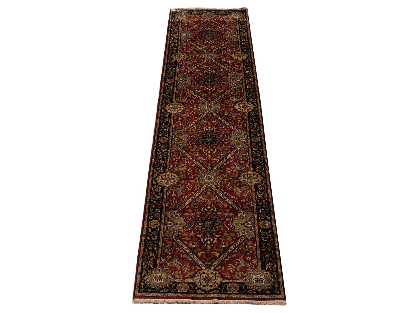 Crown 123097 Red Black 2.9x11.8 Hand Knotted Rug