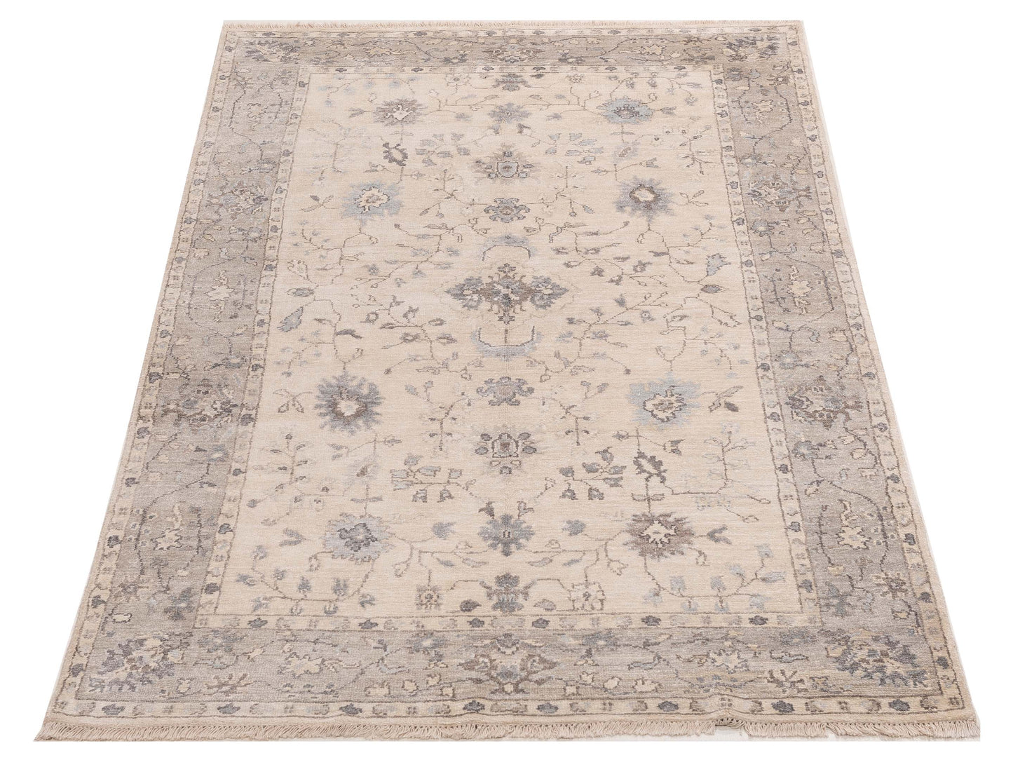 Tibetino 123226 Ivory Silver 5.1x8.3 Hand Knotted Rug
