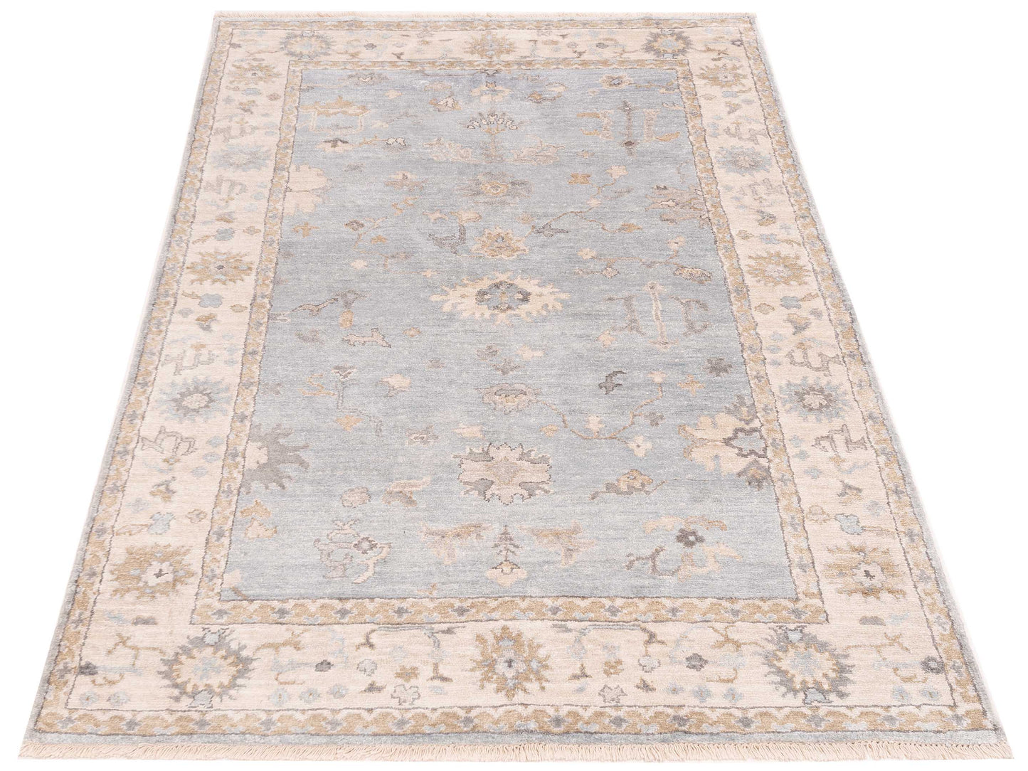 Tibetino 123256 Blue Ivory 4.11x7.10 Hand Knotted Rug