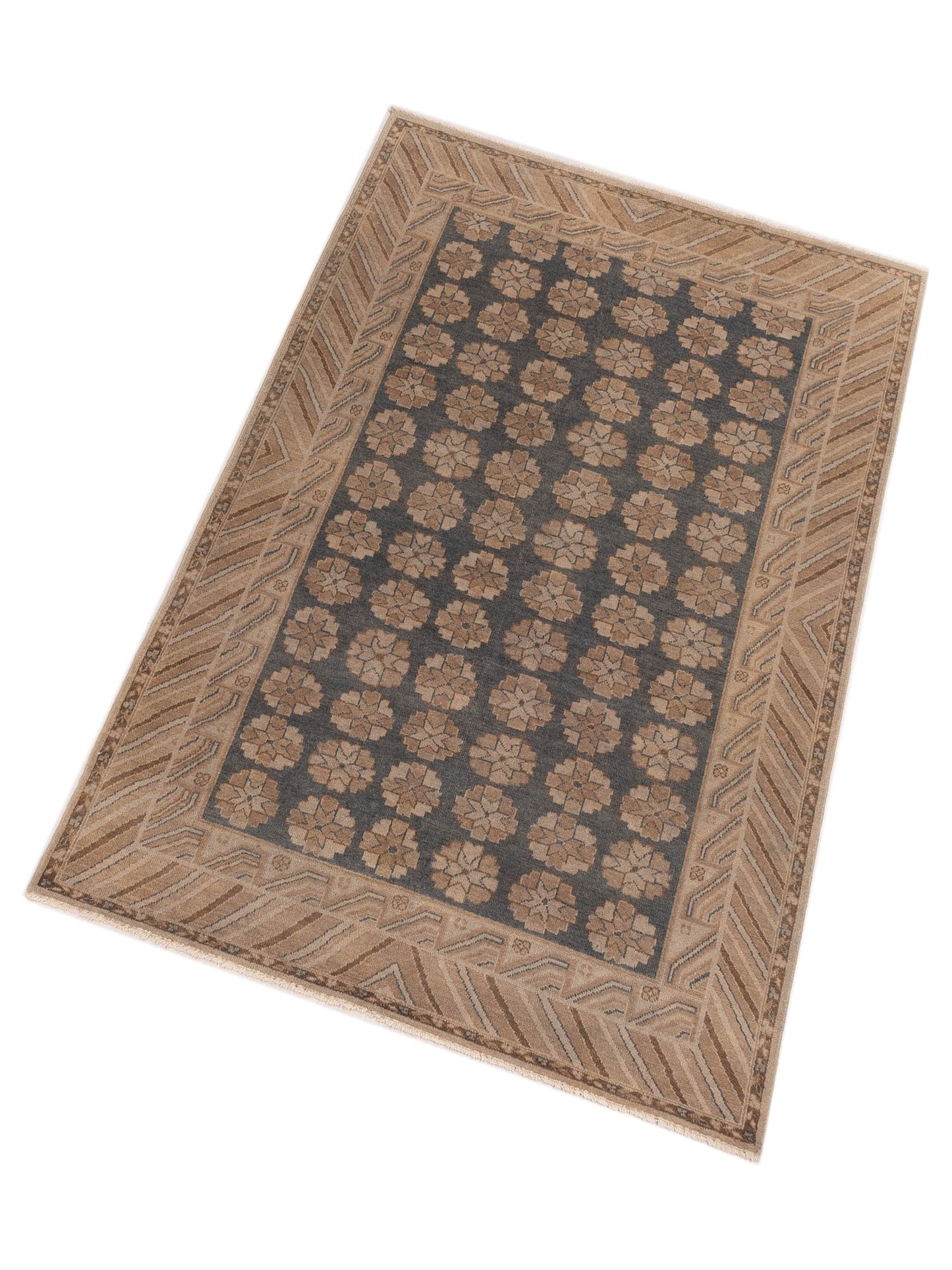 Evren 123394 Blue Brown 5x8 Hand Knotted Rug
