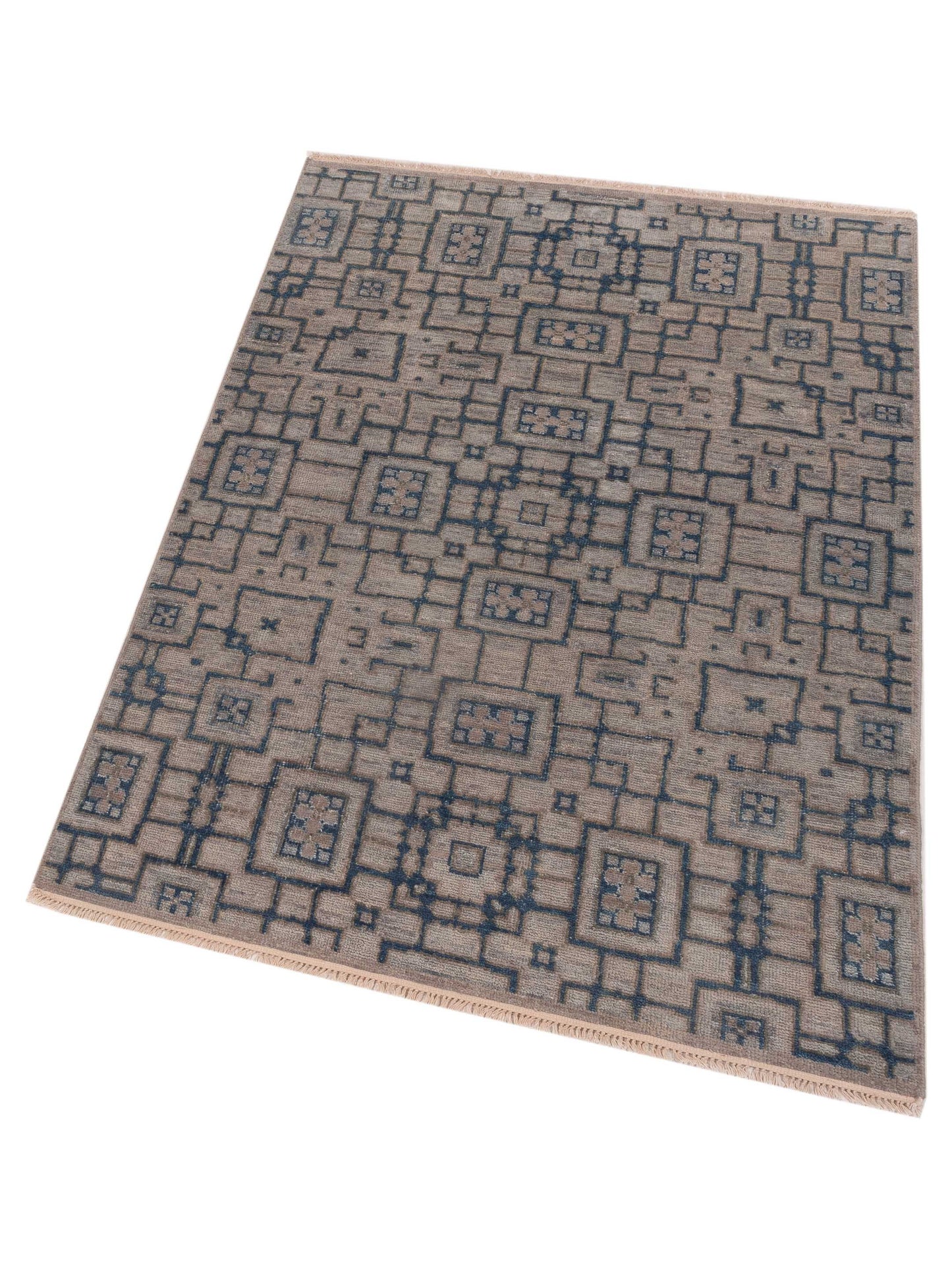 Evren 123412 Gray Blue 4.2x6 Hand Knotted Rug
