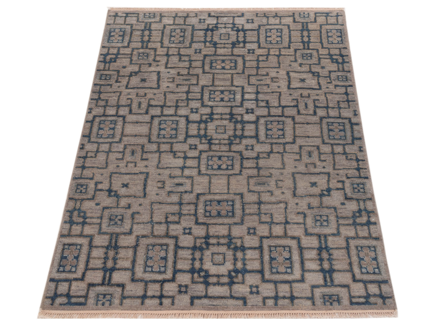 Evren 123412 Gray Blue 4.2x6 Hand Knotted Rug