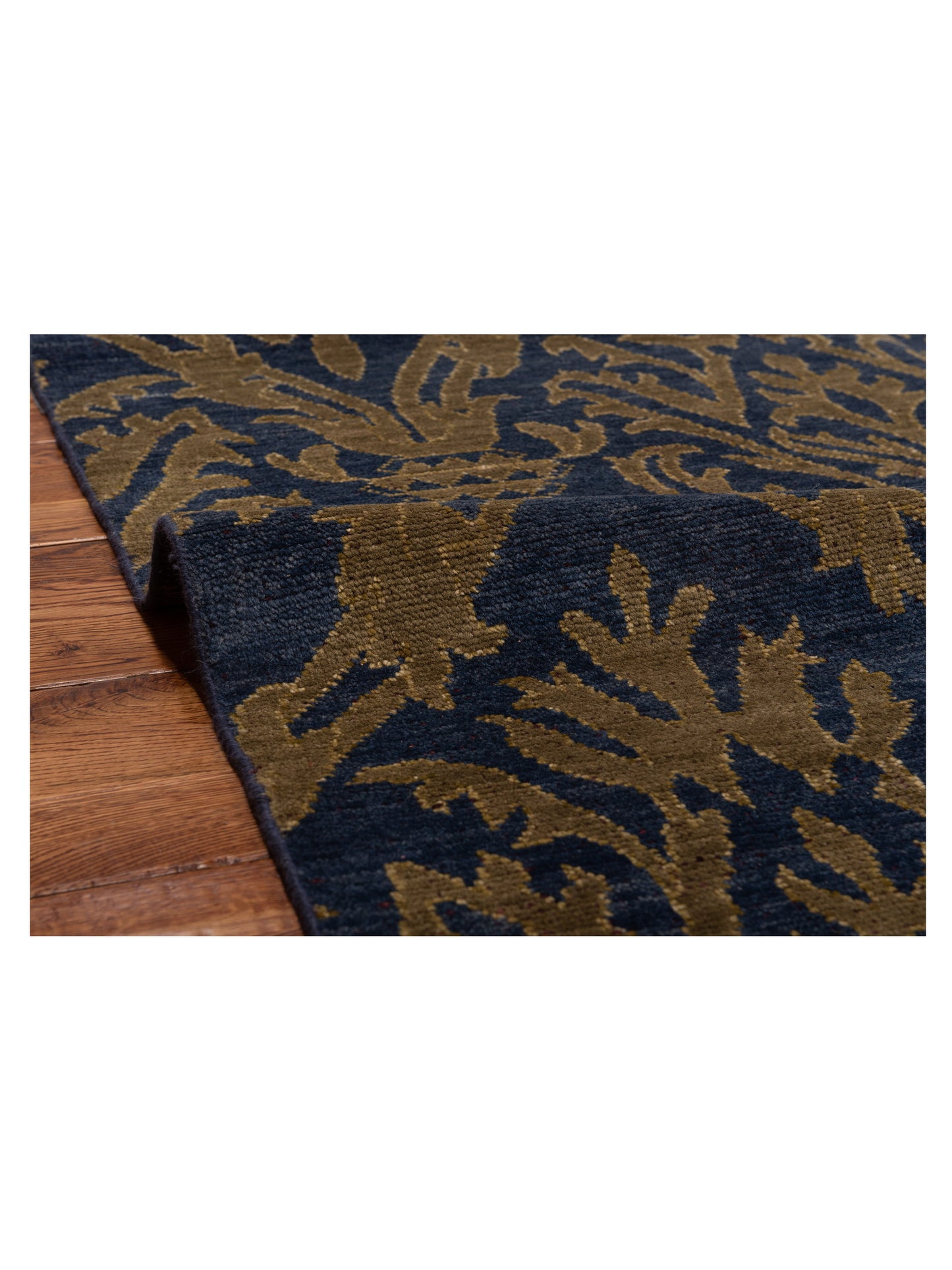 Evren 123422 Navy Blue Gold 4x6.1 Hand Knotted Rug