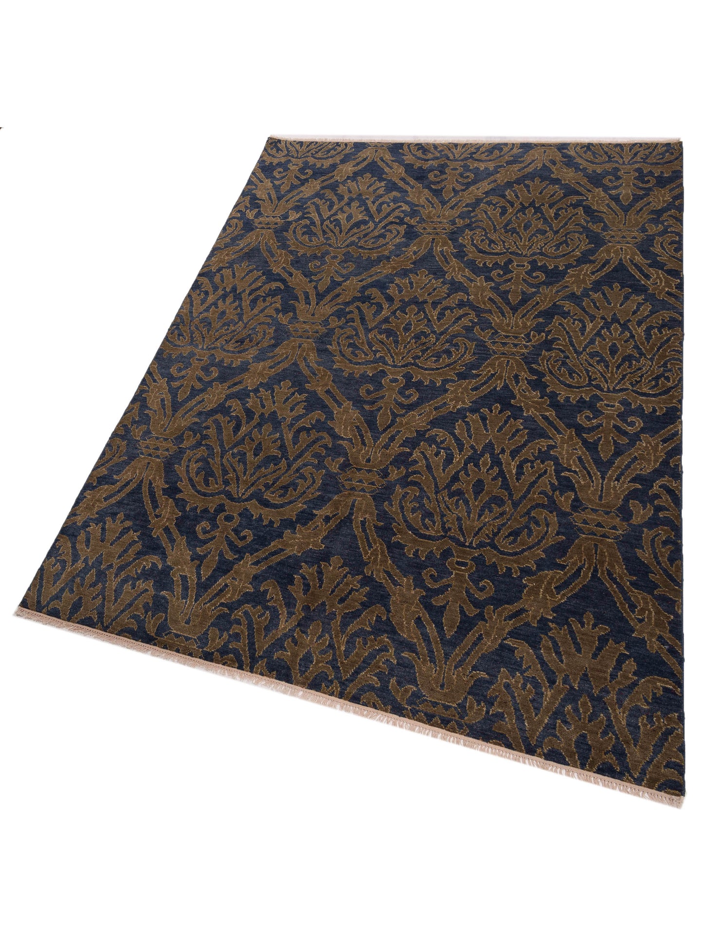 Evren 123428 Navy Blue Gold 6x8.11 Hand Knotted Rug