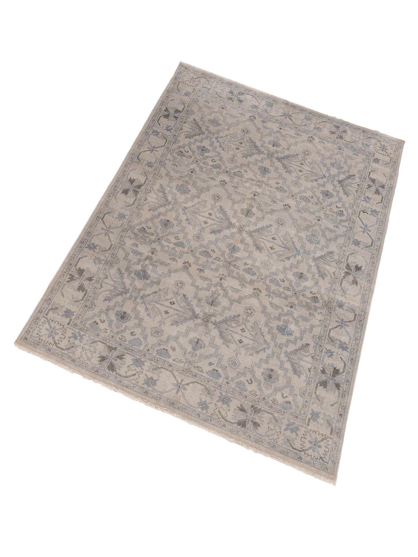 Evren 123439 Light Gray Light Gray 5.11x8.10 Hand Knotted Rug