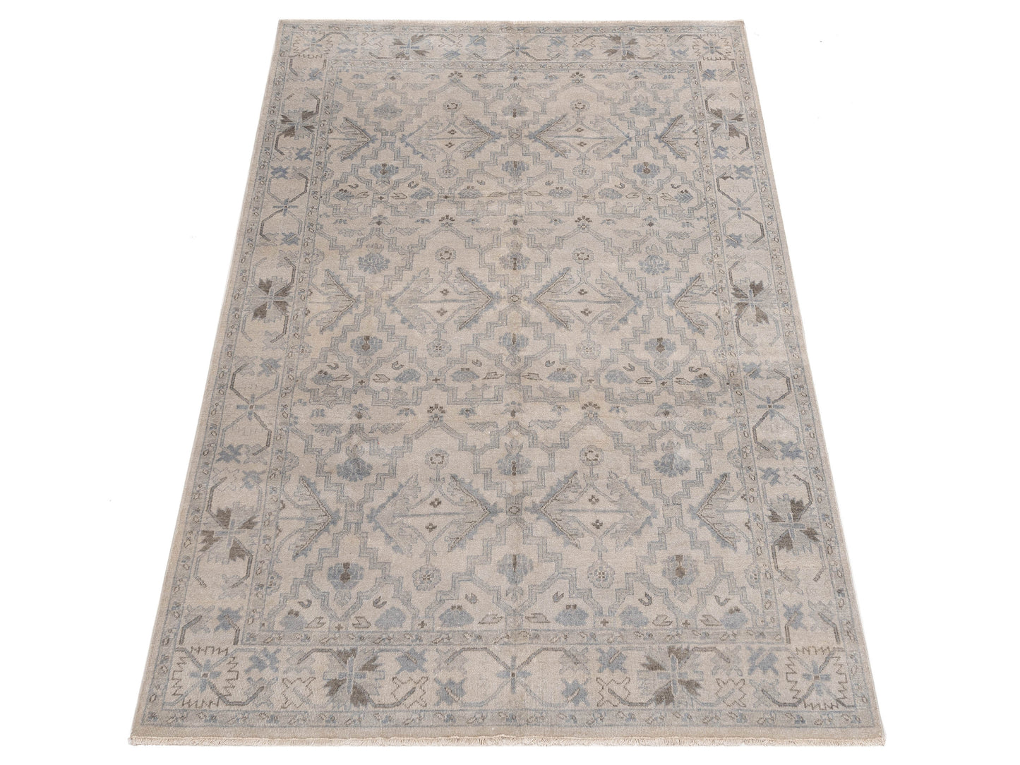 Evren 123439 Light Gray Light Gray 5.11x8.10 Hand Knotted Rug