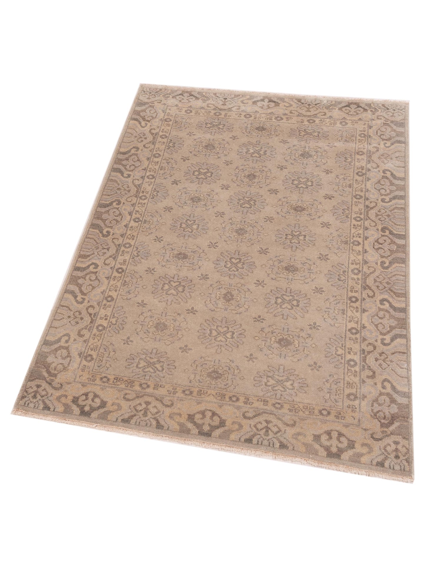 Evren 123454 Gray Cream 3.11x5.10 Hand Knotted Rug