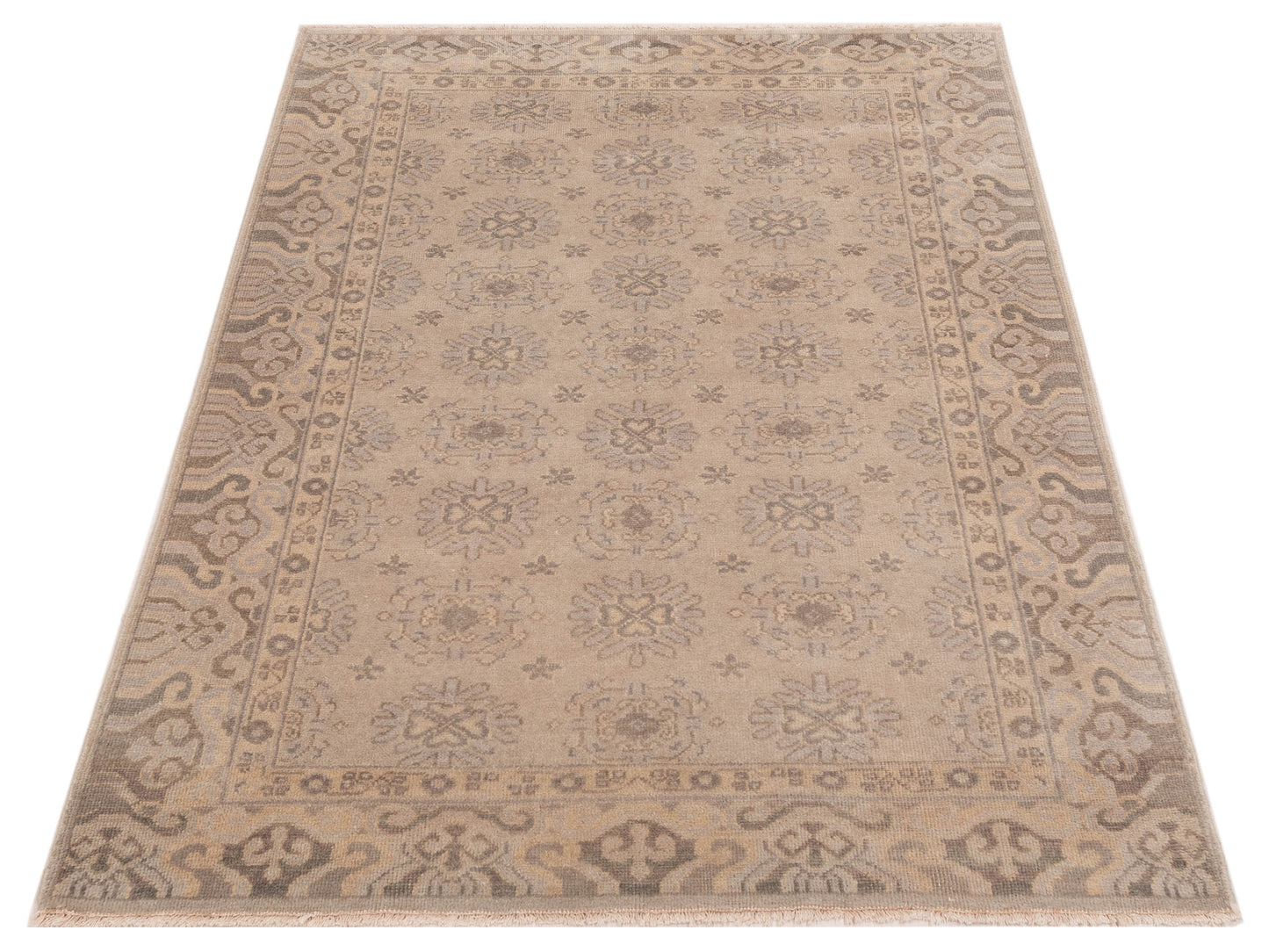 Evren 123454 Gray Cream 3.11x5.10 Hand Knotted Rug