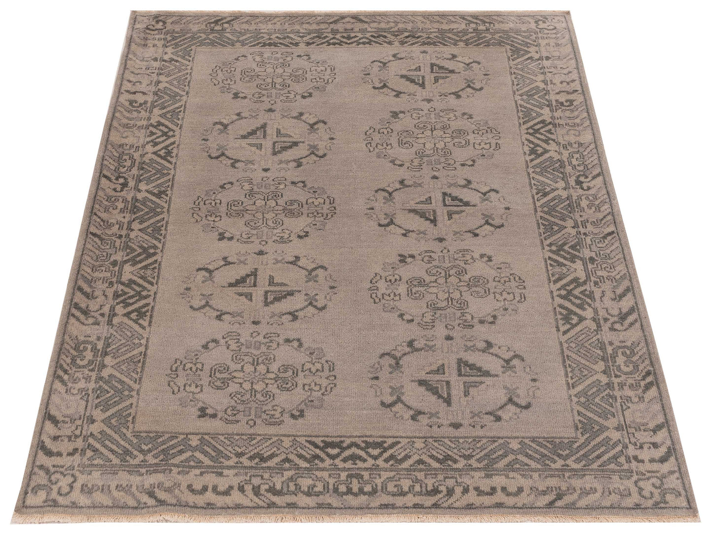Evren 123459 Silver Gray 4.2x6 Hand Knotted Rug