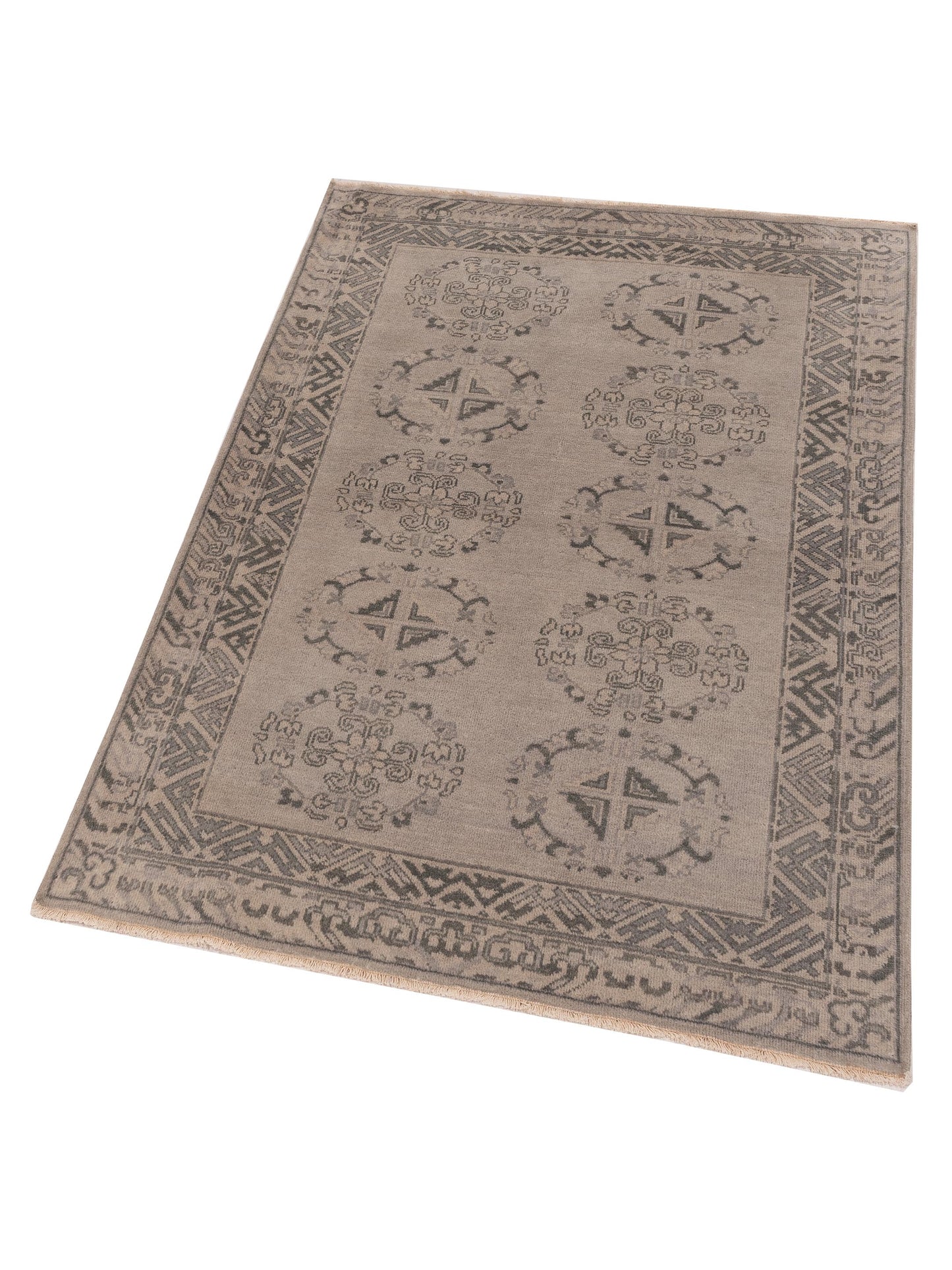 Evren 123459 Silver Gray 4.2x6 Hand Knotted Rug
