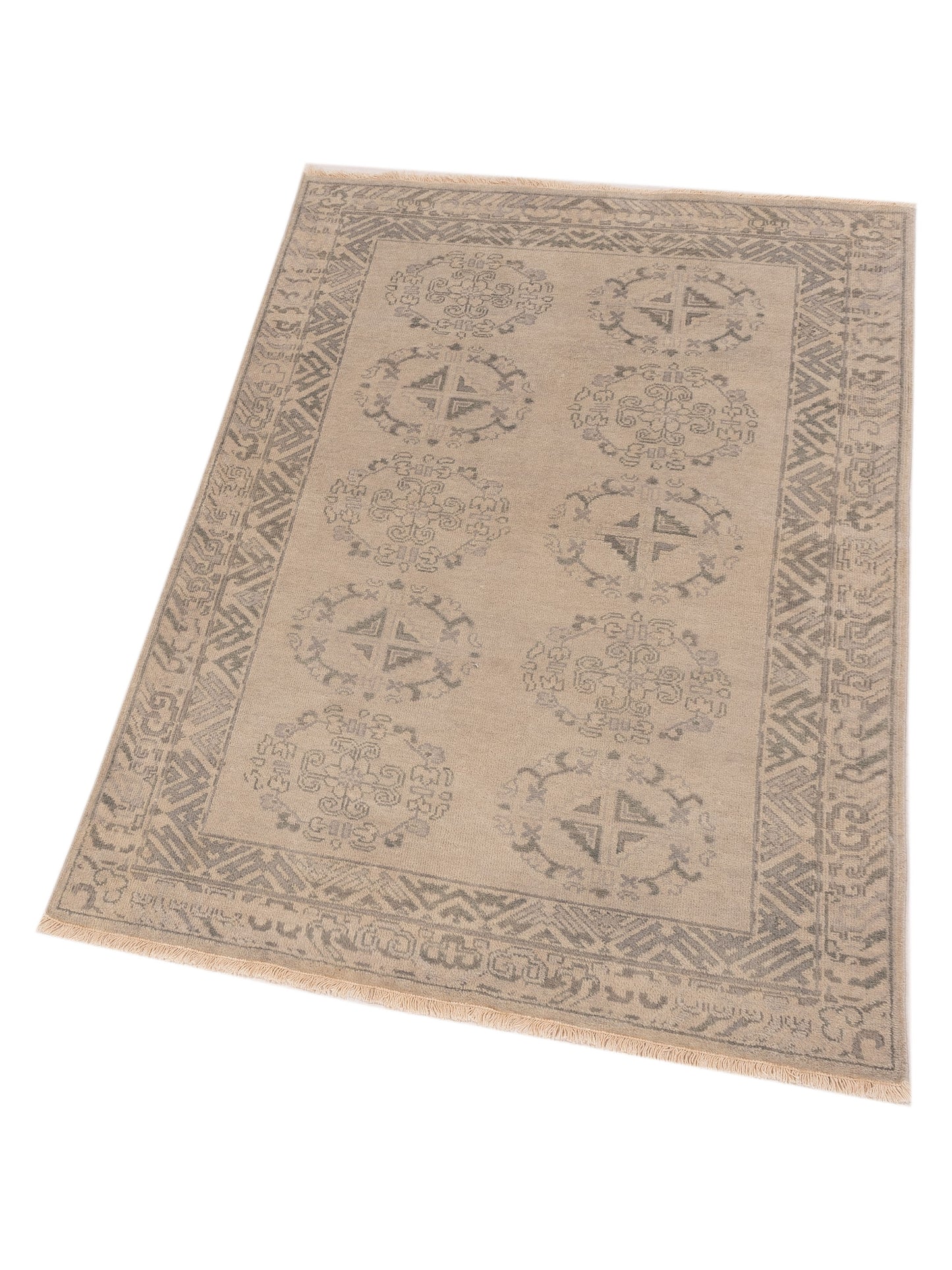 Evren 123460 Silver Gray 4x5.10 Hand Knotted Rug