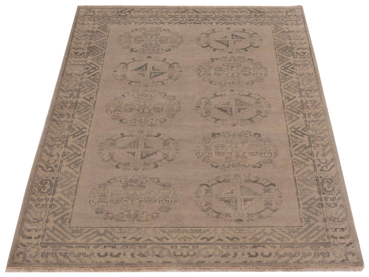 Evren 123462 Silver Green 4.1x6 Hand Knotted Rug