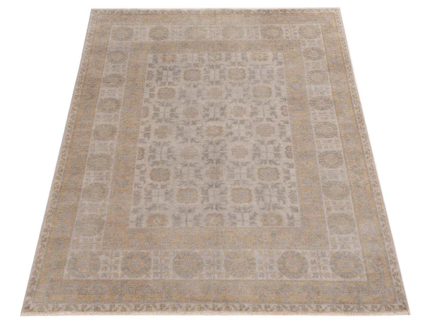 Evren 123492 Ivory Gold 6.9x8.8 Hand Knotted Rug