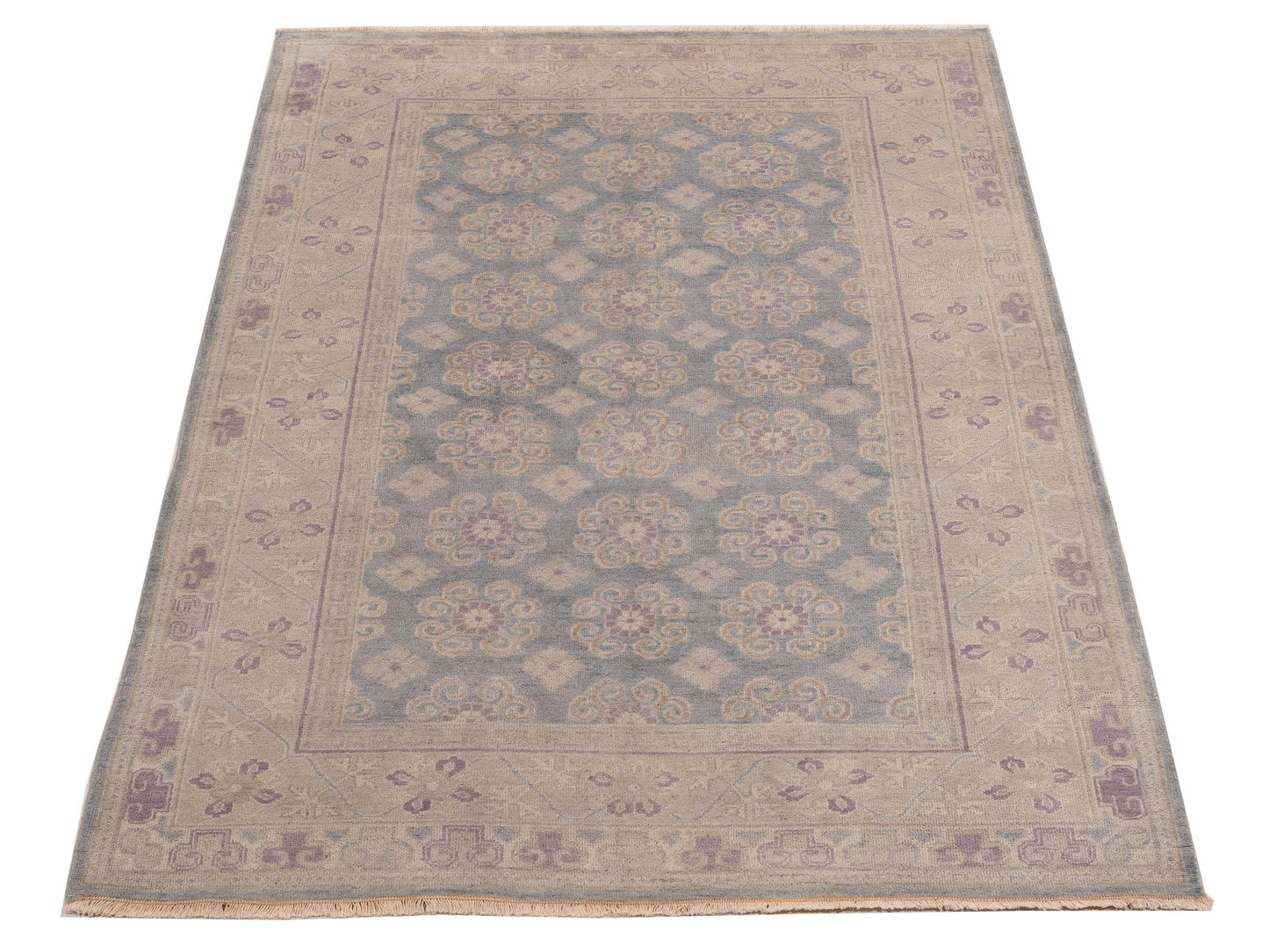 Evren 123506 Blue Silver 5.2x8.2 Hand Knotted Rug