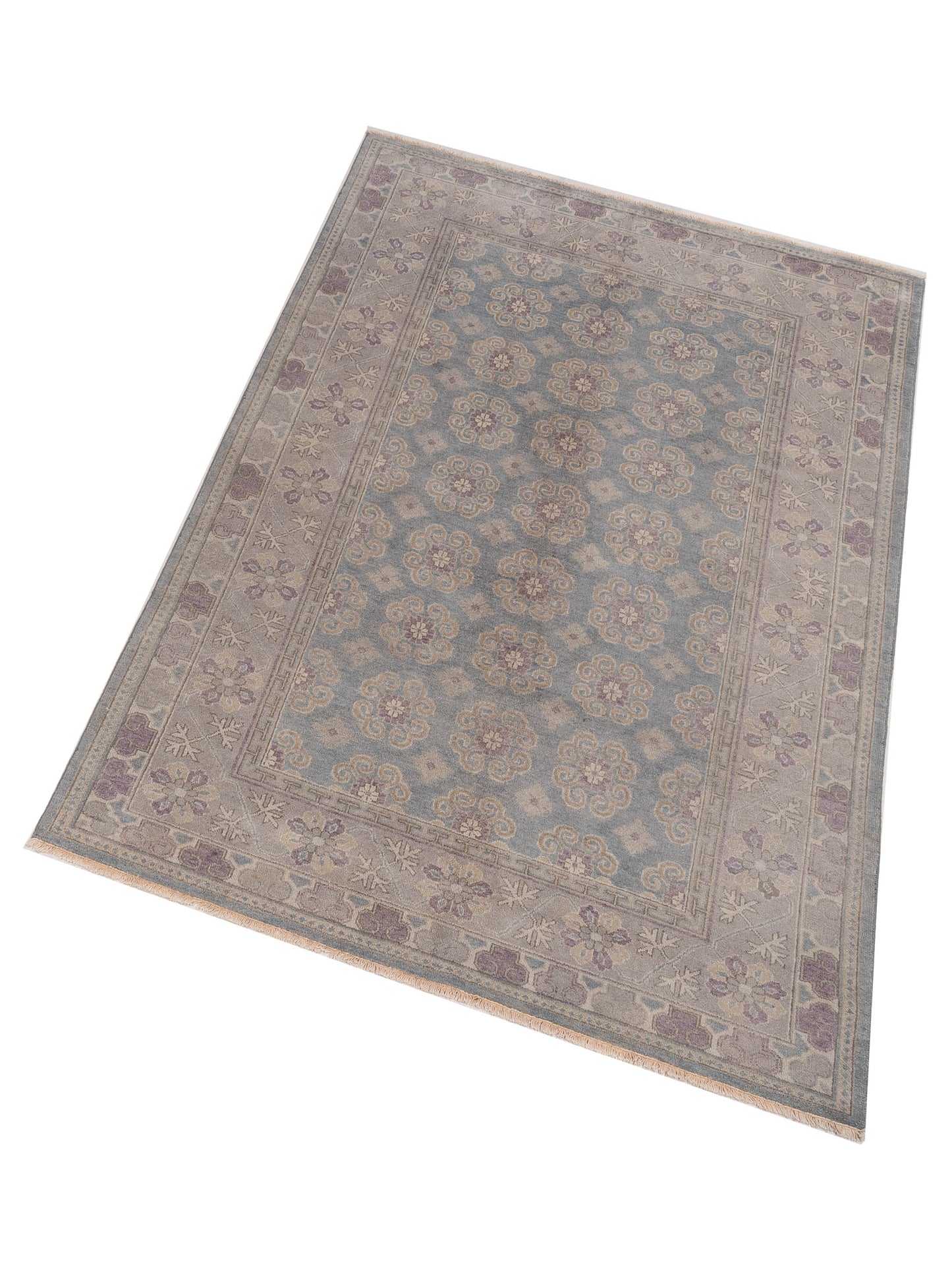 Evren 123511 Blue Gray 6.1x9 Hand Knotted Rug