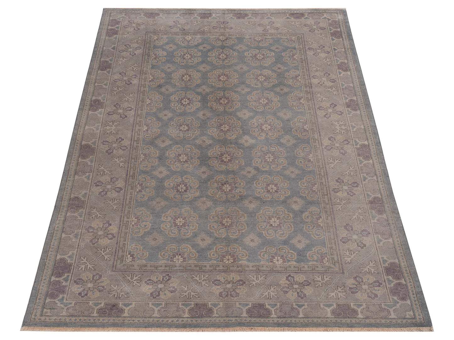 Evren 123511 Blue Gray 6.1x9 Hand Knotted Rug