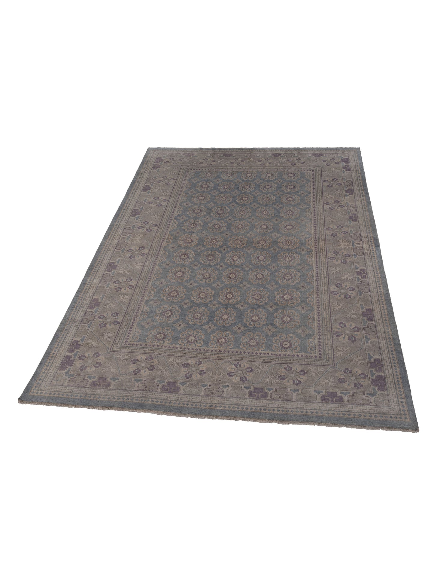 Evren 123517 Blue Ivory 9.10x13.10 Hand Knotted Rug