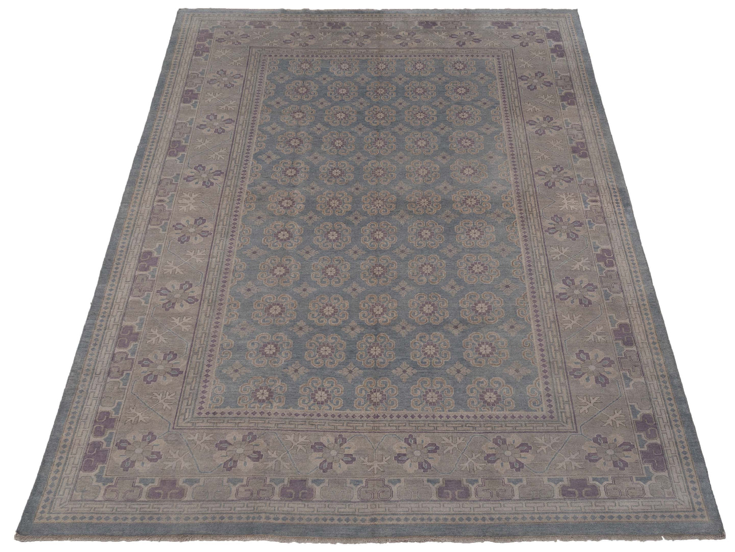 Evren 123517 Blue Ivory 9.10x13.10 Hand Knotted Rug
